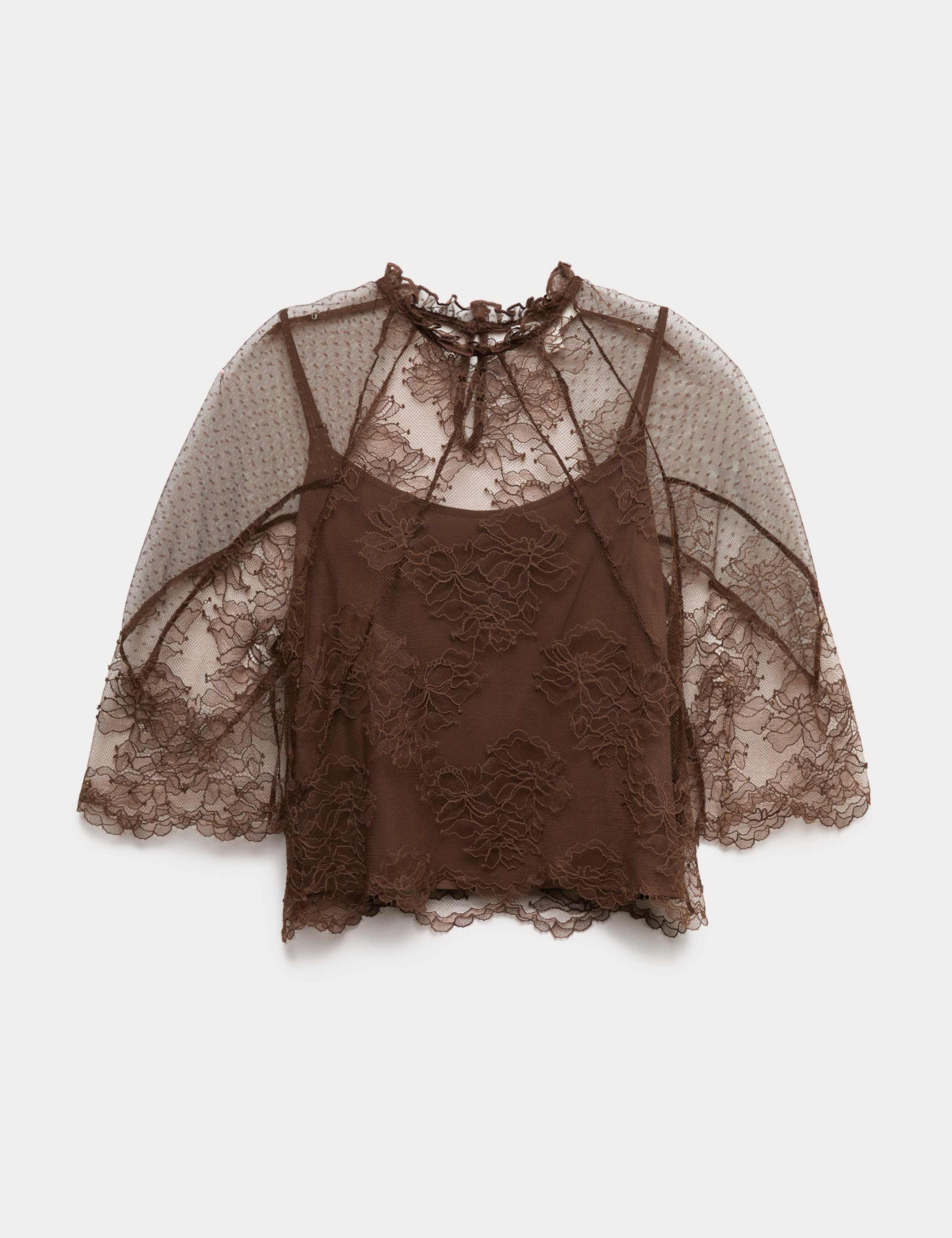 Lace Frill Neck Top 2 of 6