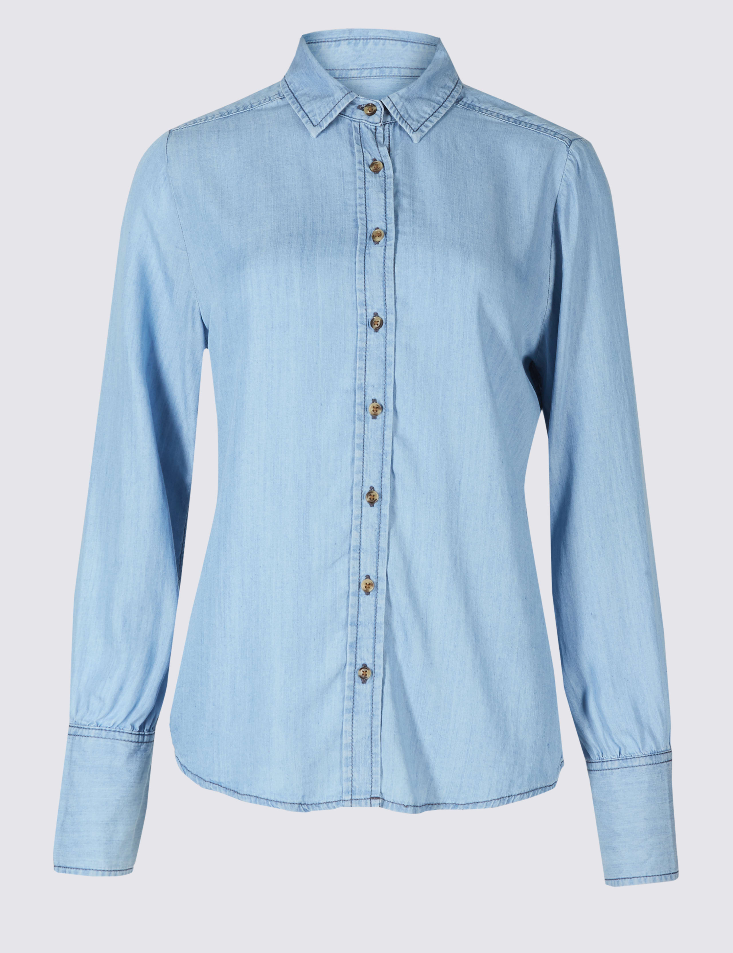 Denim Tencel Long Sleeve Shirt 2 of 5