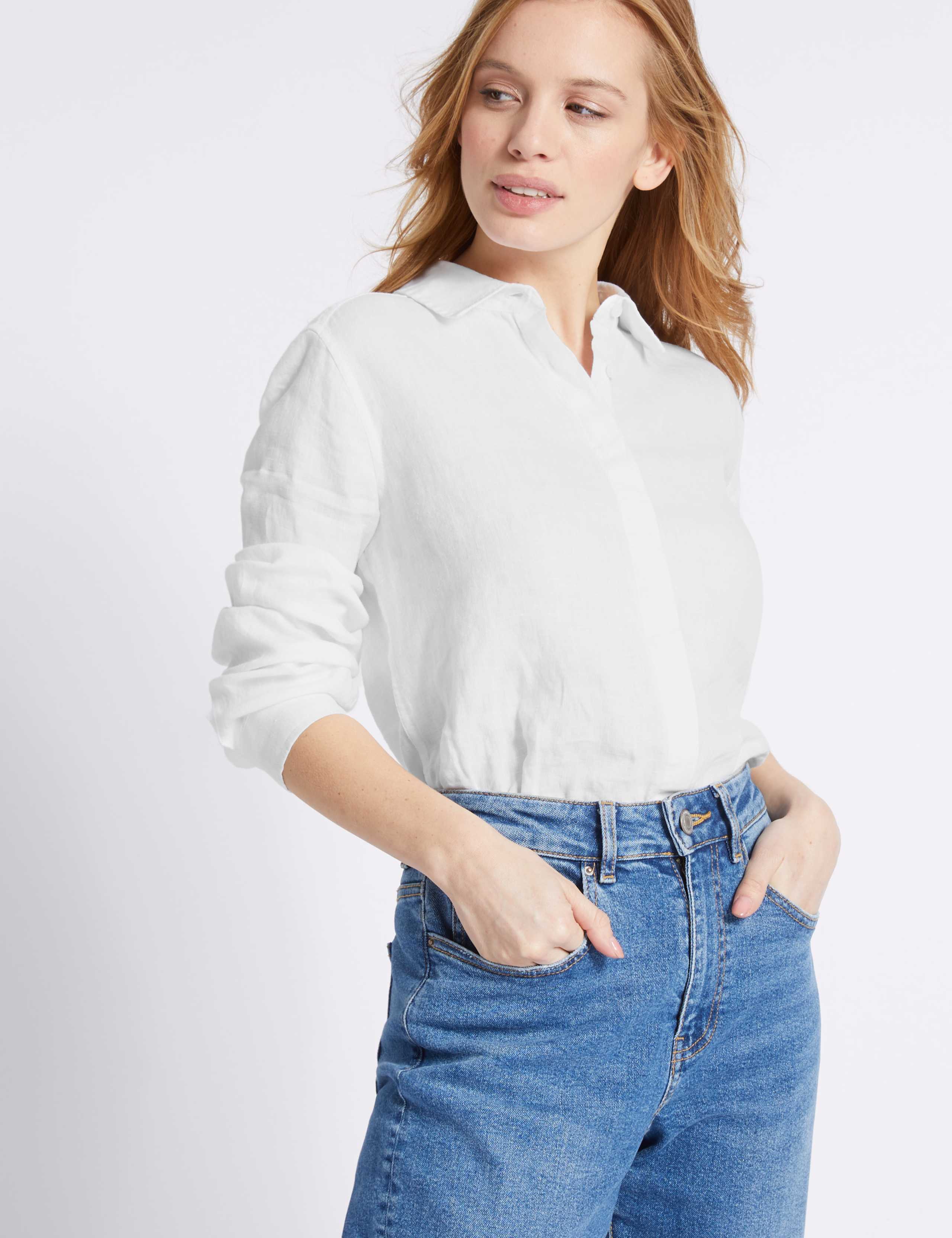 PETITE Pure Linen Long Sleeve Shirt 2 of 3