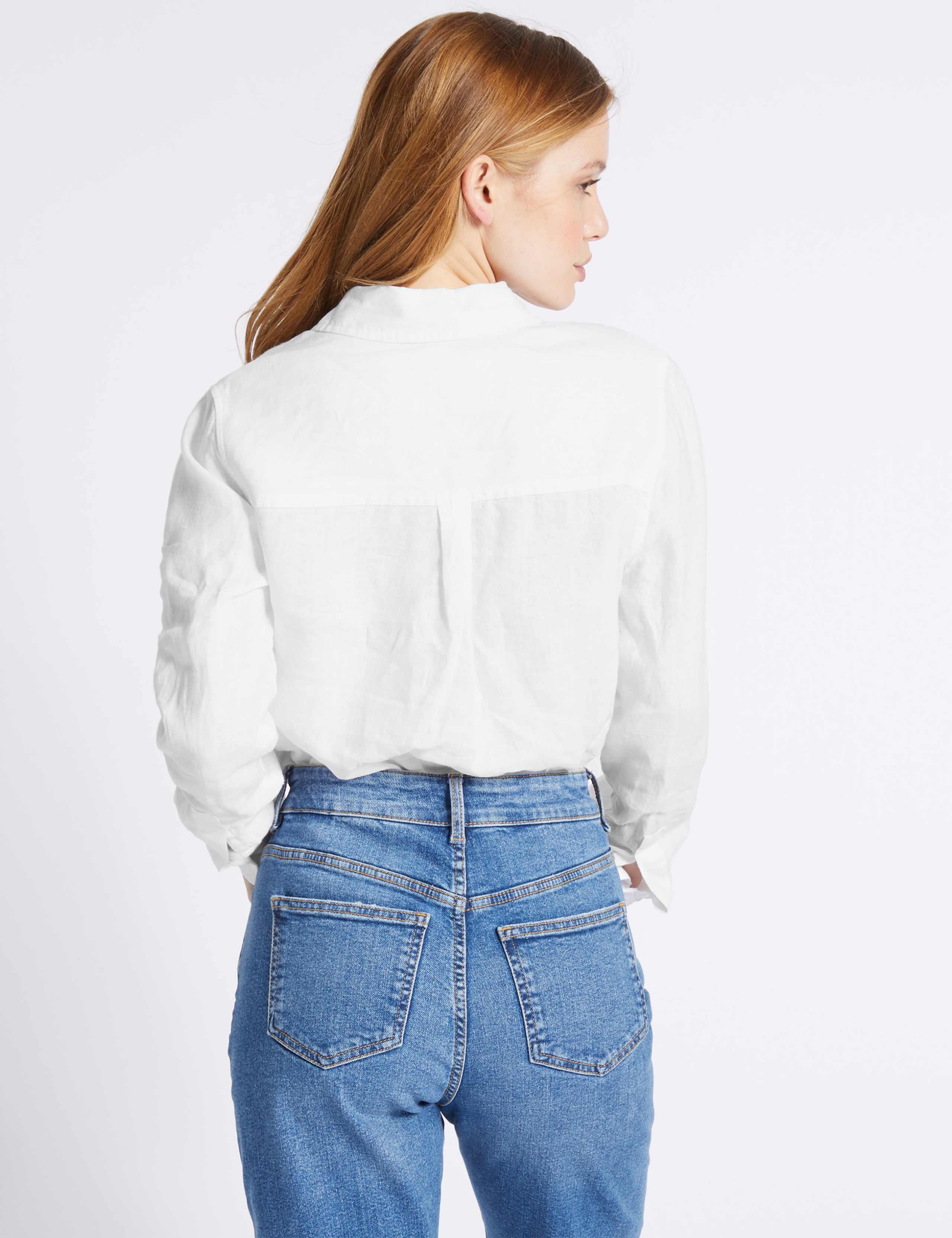 PETITE Pure Linen Long Sleeve Shirt 3 of 3