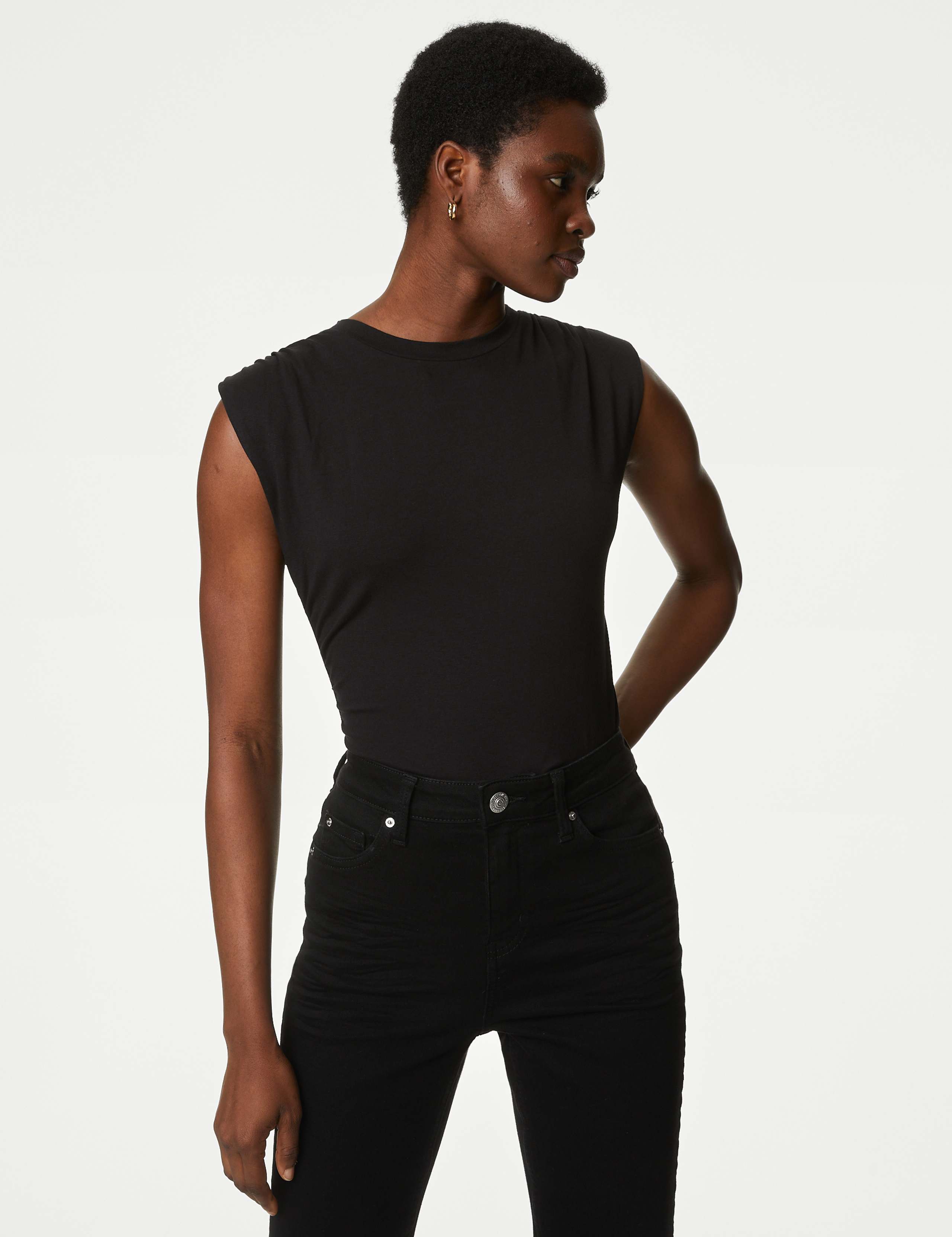 Jersey Padded Shoulder Top 1 of 5