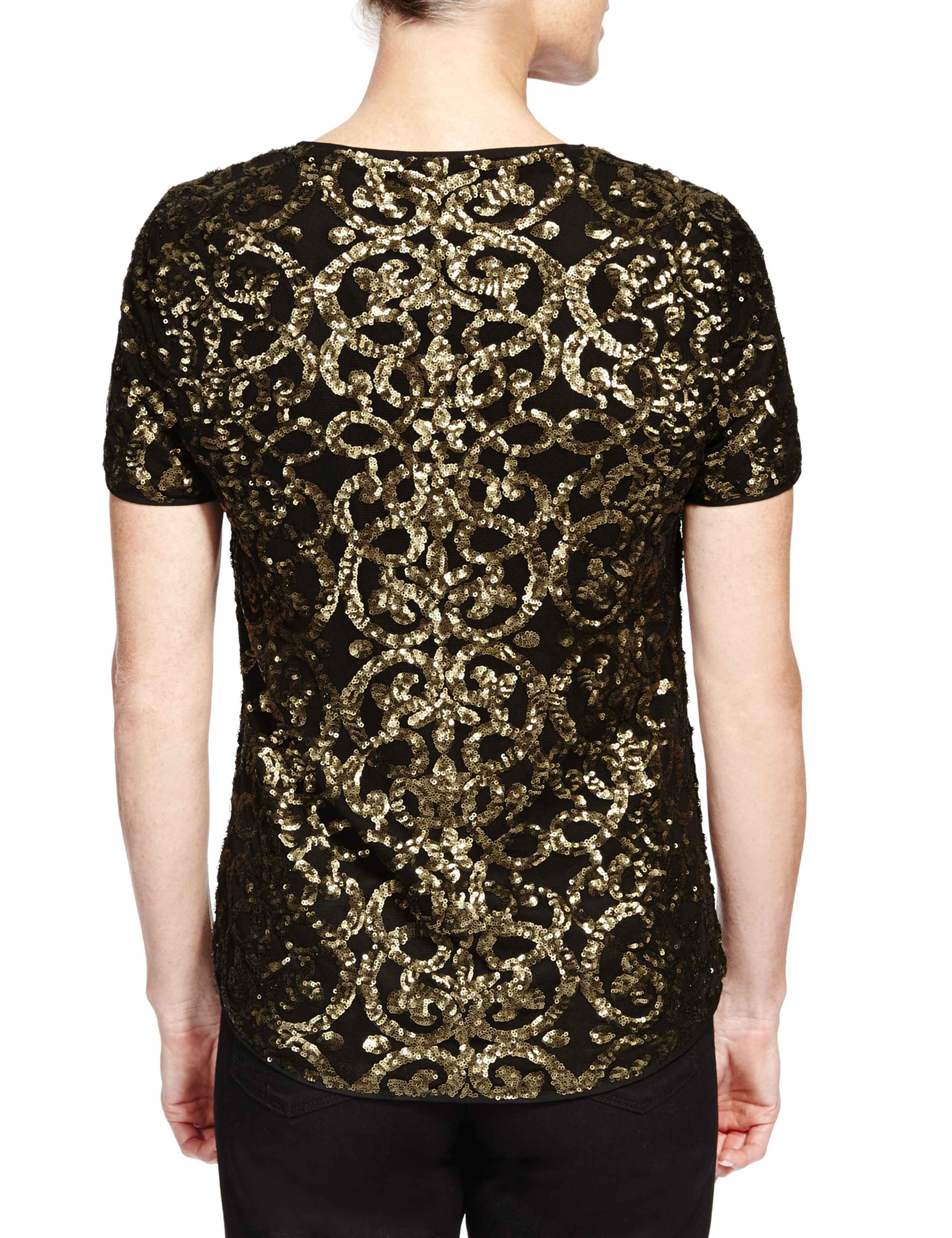 Twiggy for M&S Collection Sequin Embellished T-Shirt 3 of 3