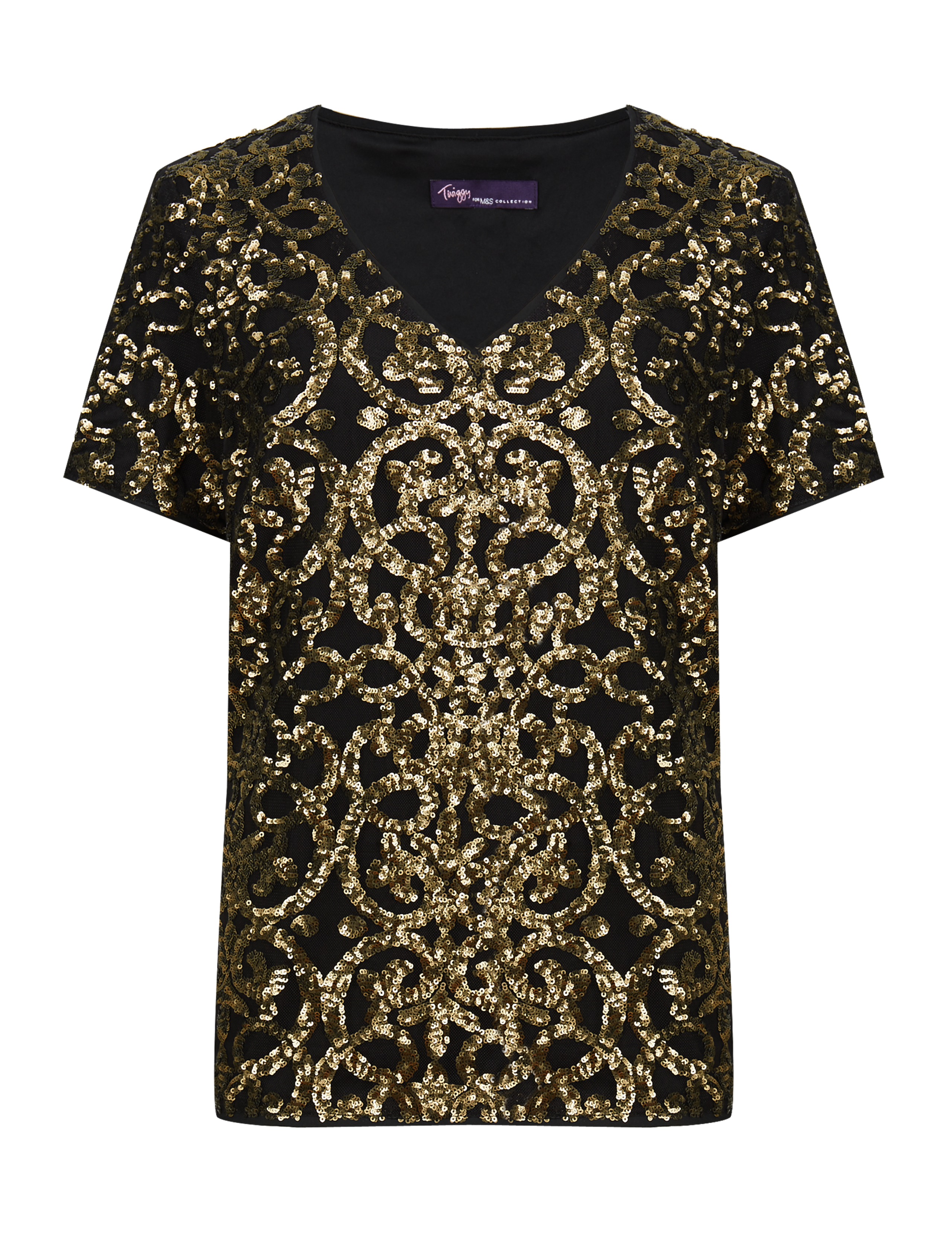 Twiggy for M&S Collection Sequin Embellished T-Shirt 2 of 3