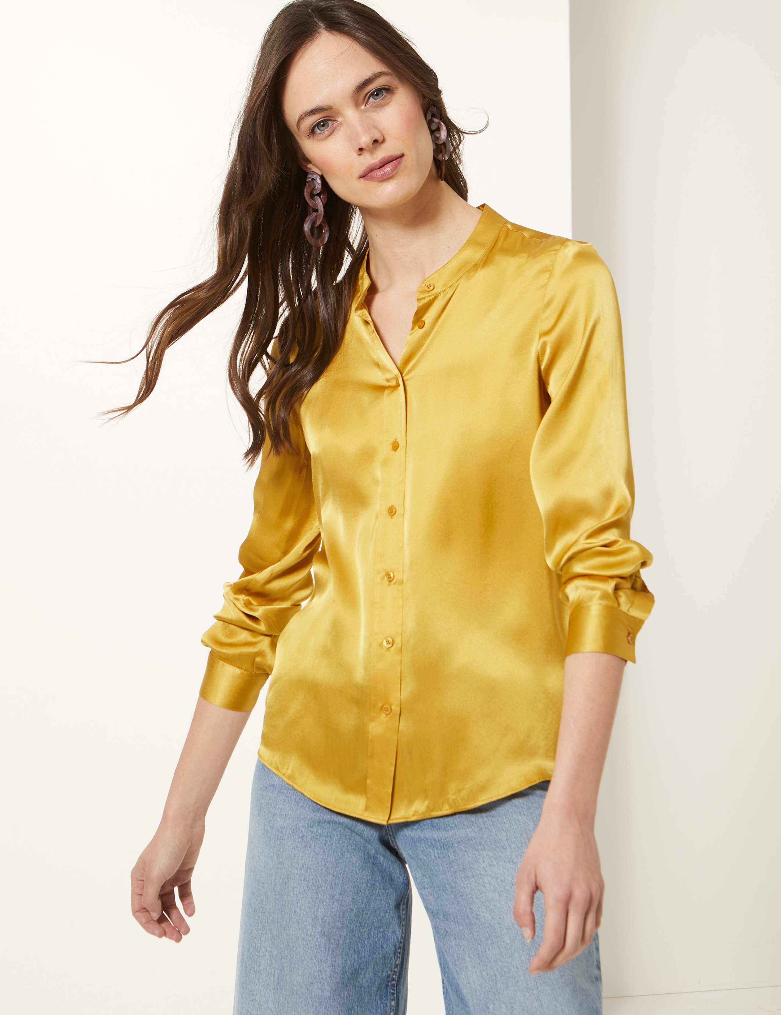 Pure Silk Button Detailed Shirt 1 of 4
