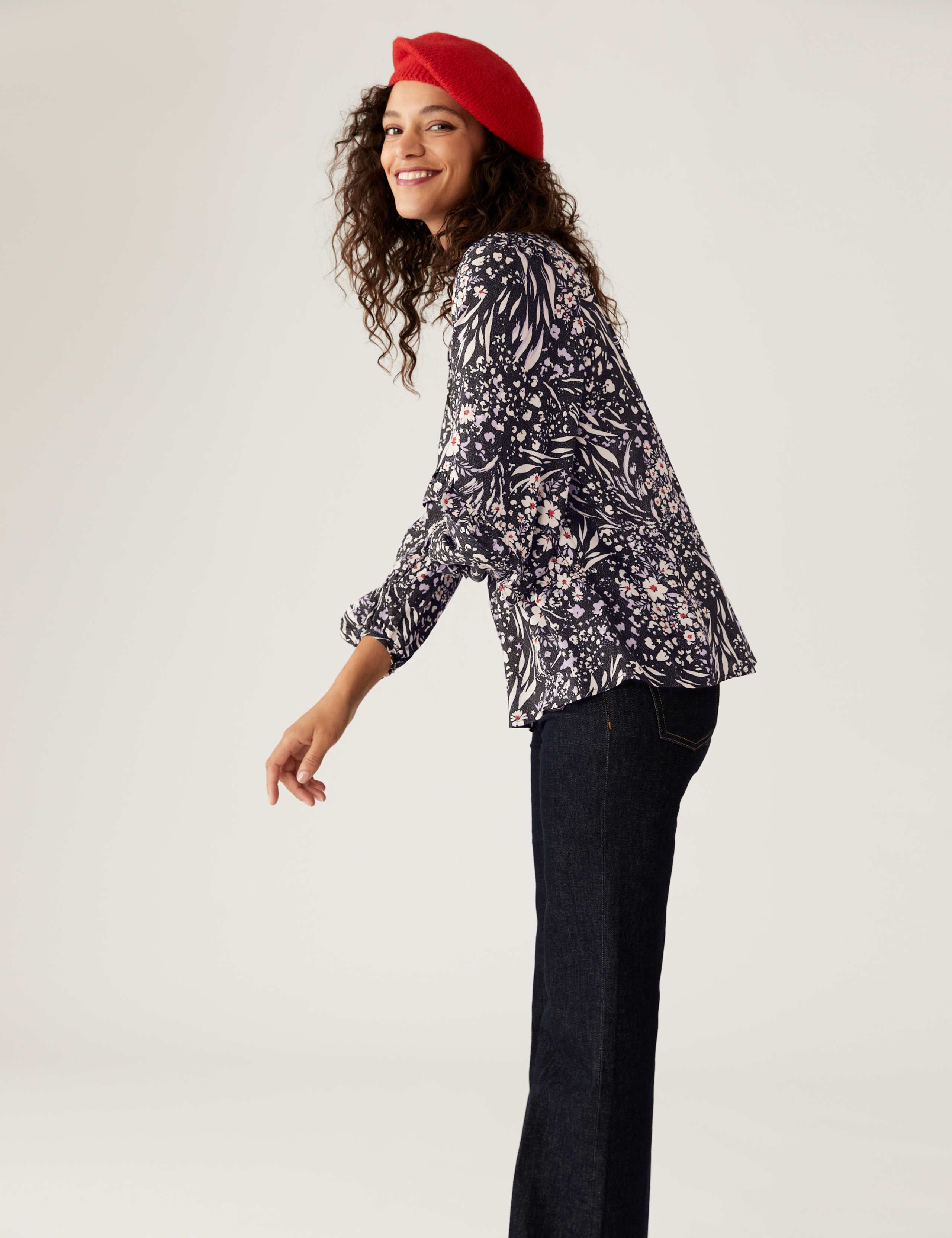 Star Print Sparkly Round Neck Blouse 4 of 6