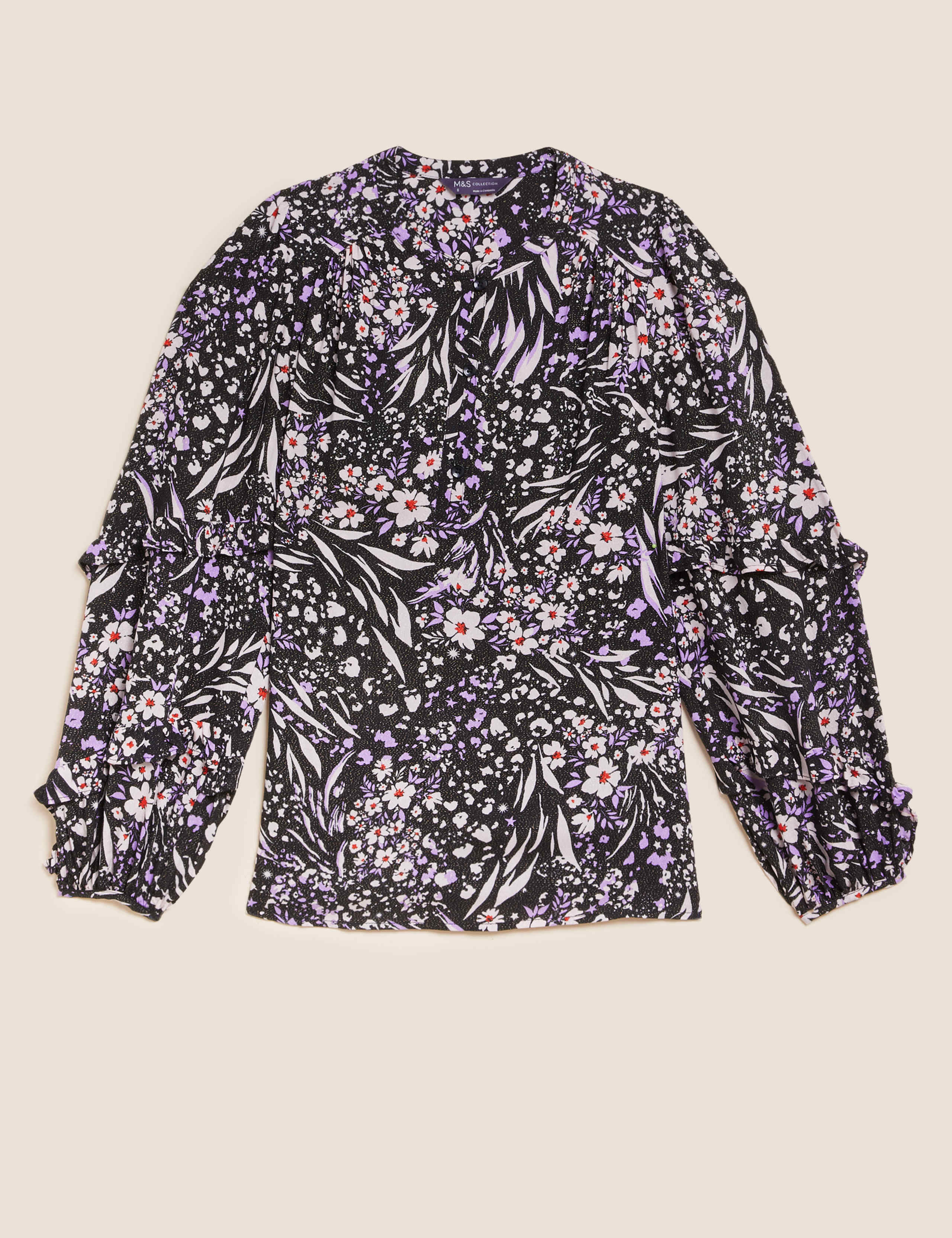 Star Print Sparkly Round Neck Blouse 2 of 6