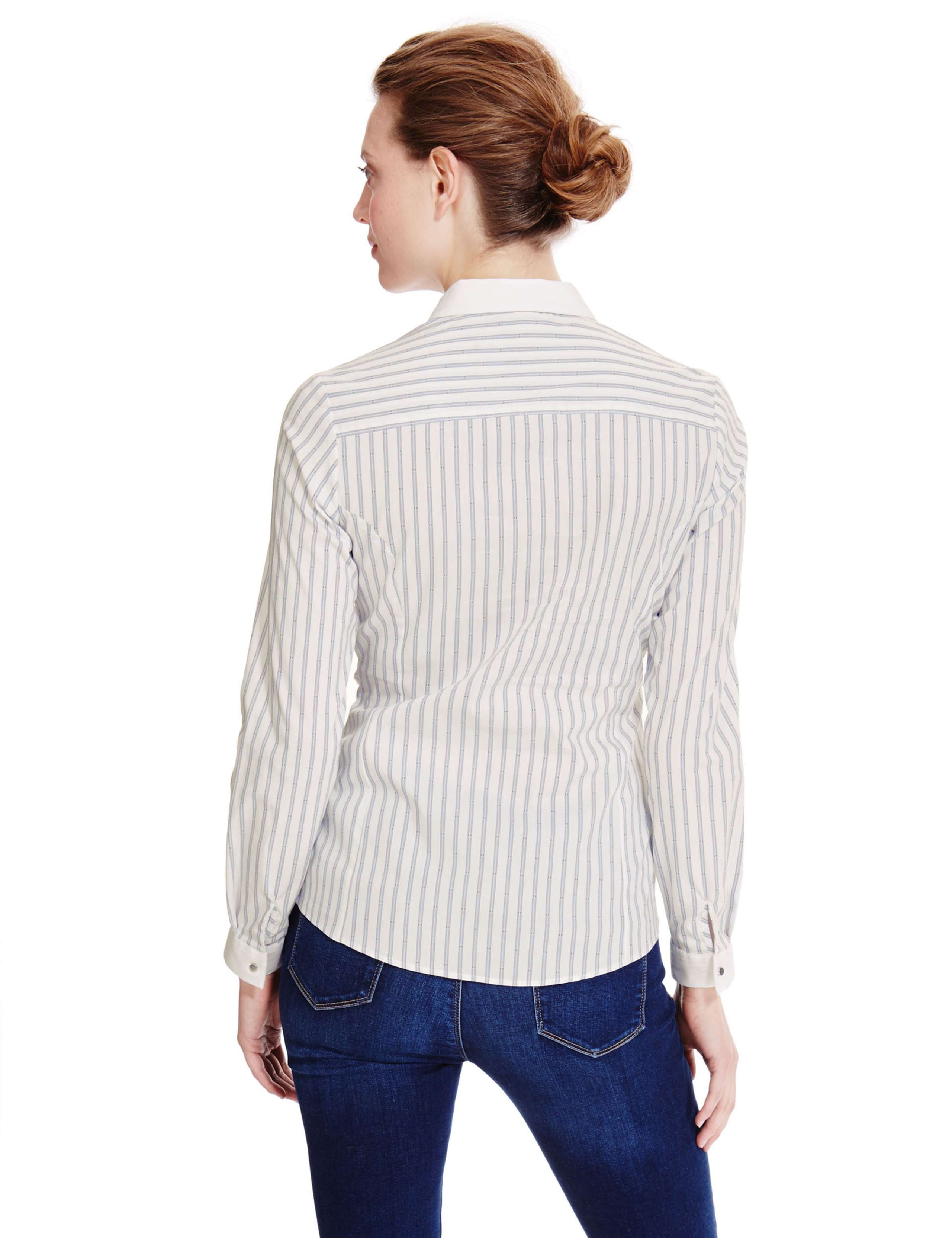 Fuller Bust Contrast Collar Striped Shirt 3 of 4