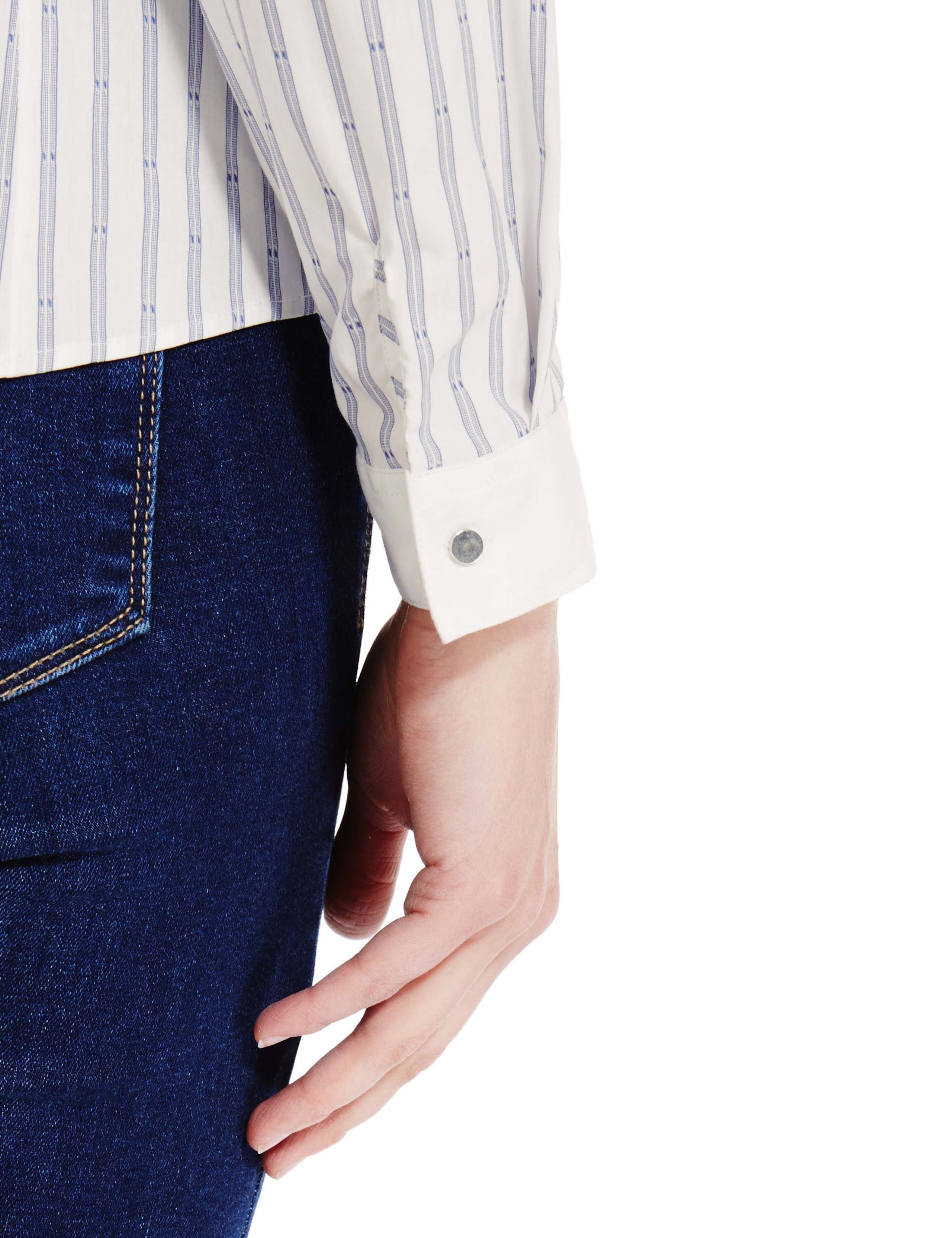 Fuller Bust Contrast Collar Striped Shirt 4 of 4