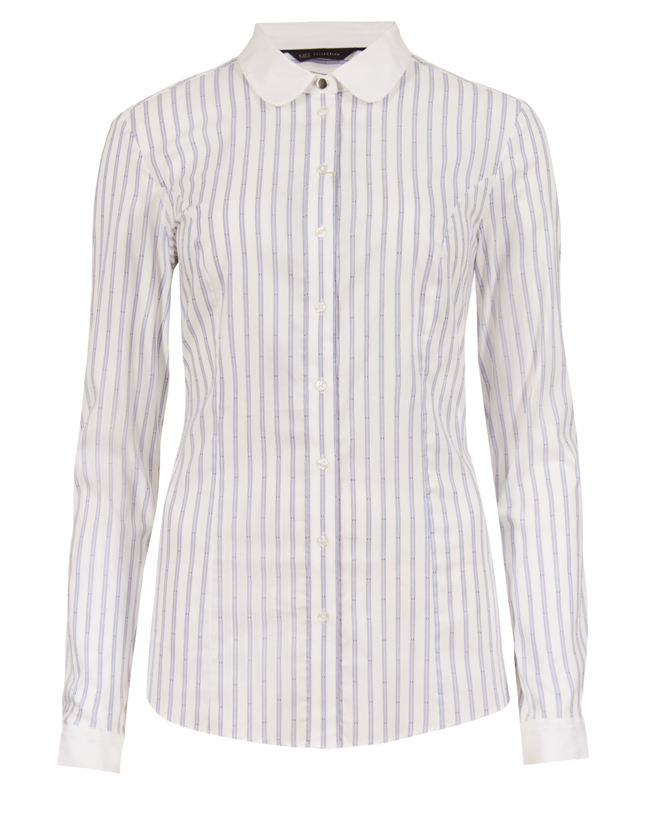 Fuller Bust Contrast Collar Striped Shirt 2 of 4
