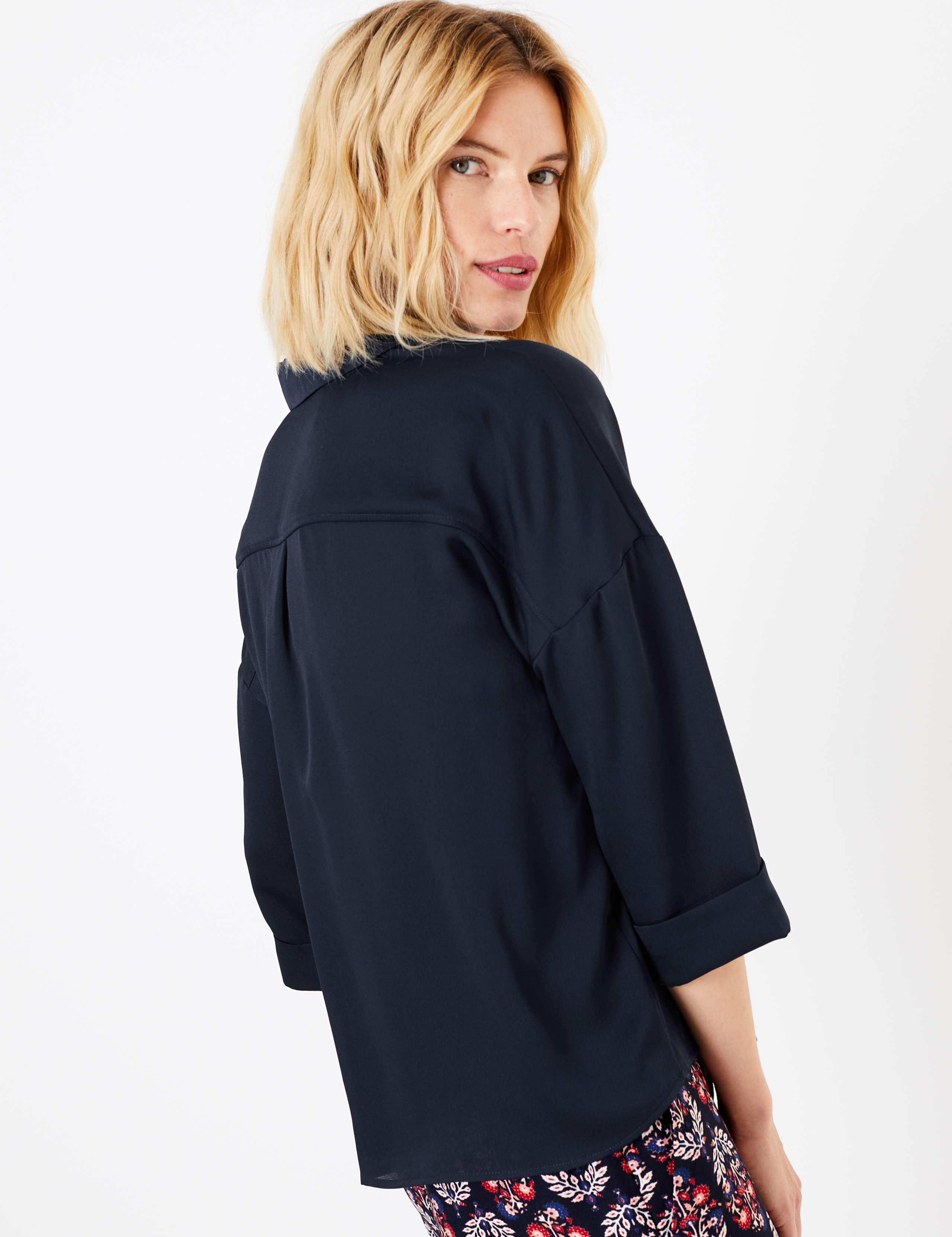 Oversized Satin 3/4 Sleeve Shirt 5 of 5