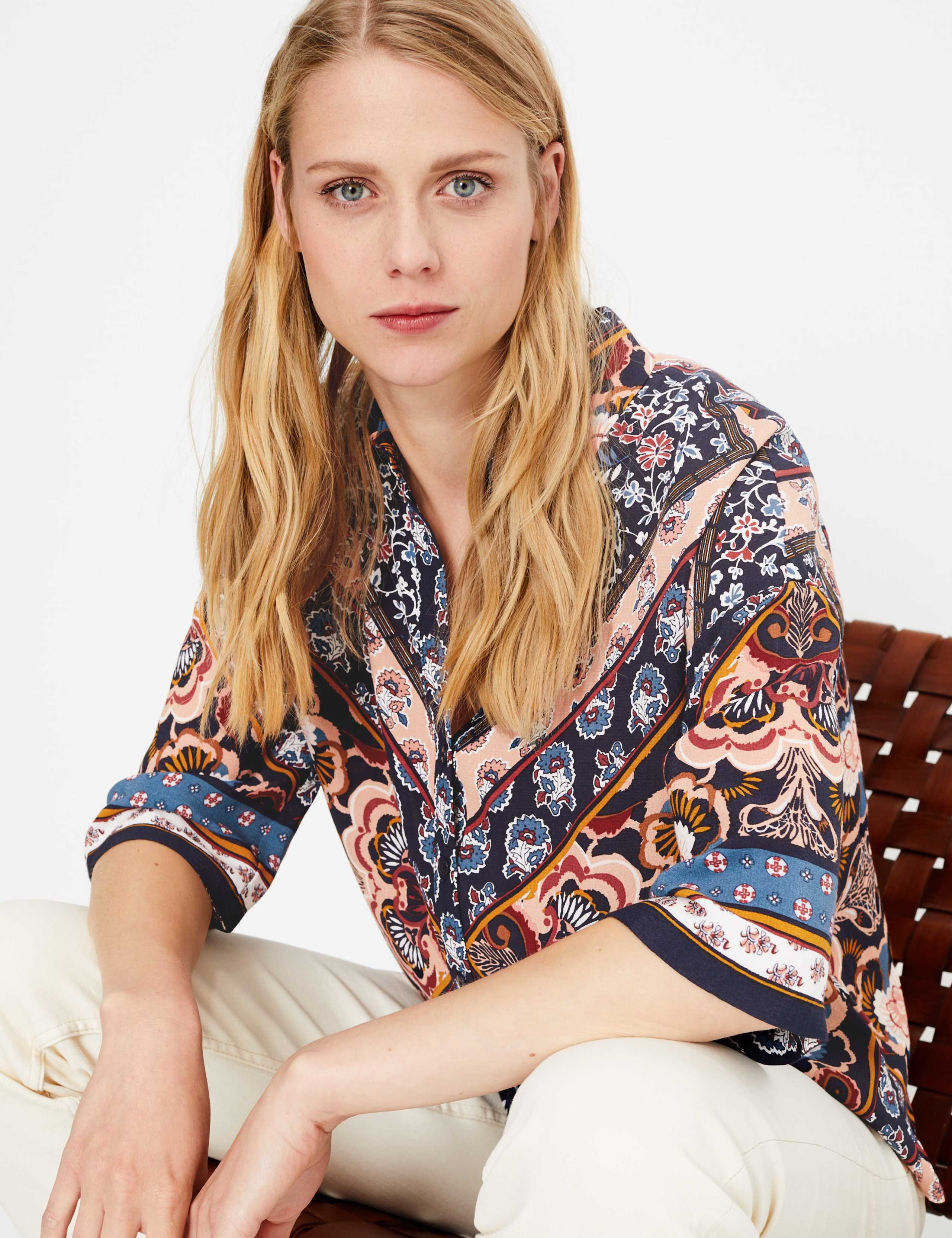 Oversized Floral Print 3/4 Sleeve Shirt 1 of 4