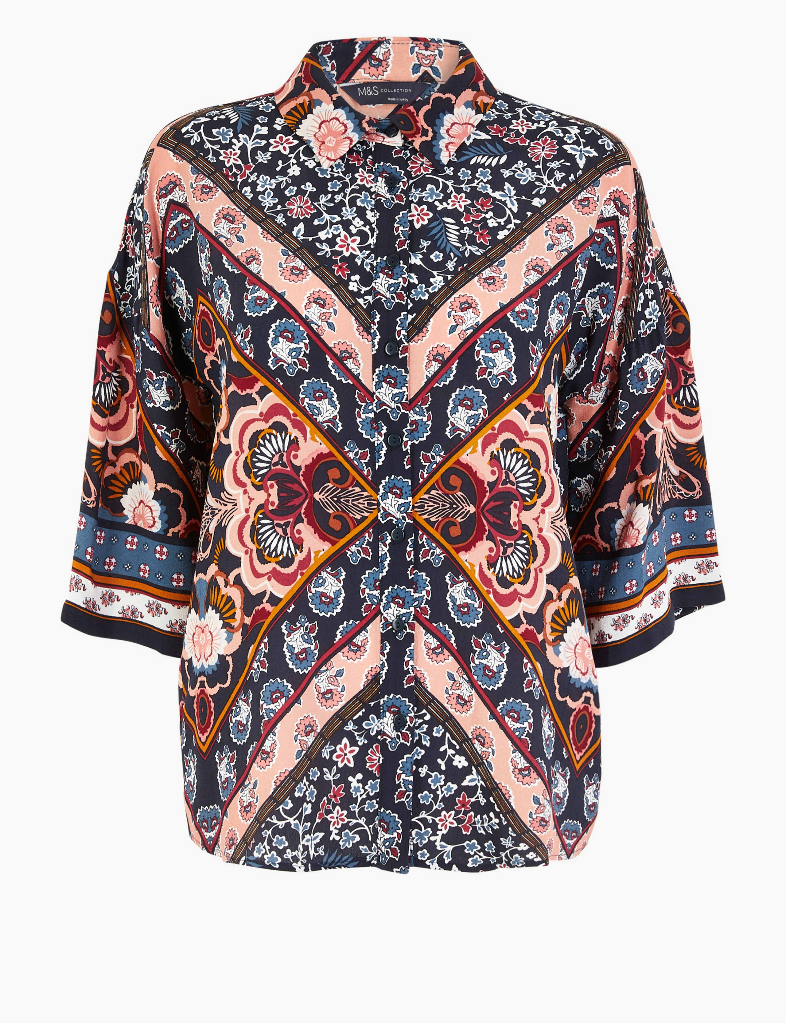 Oversized Floral Print 3/4 Sleeve Shirt 2 of 4