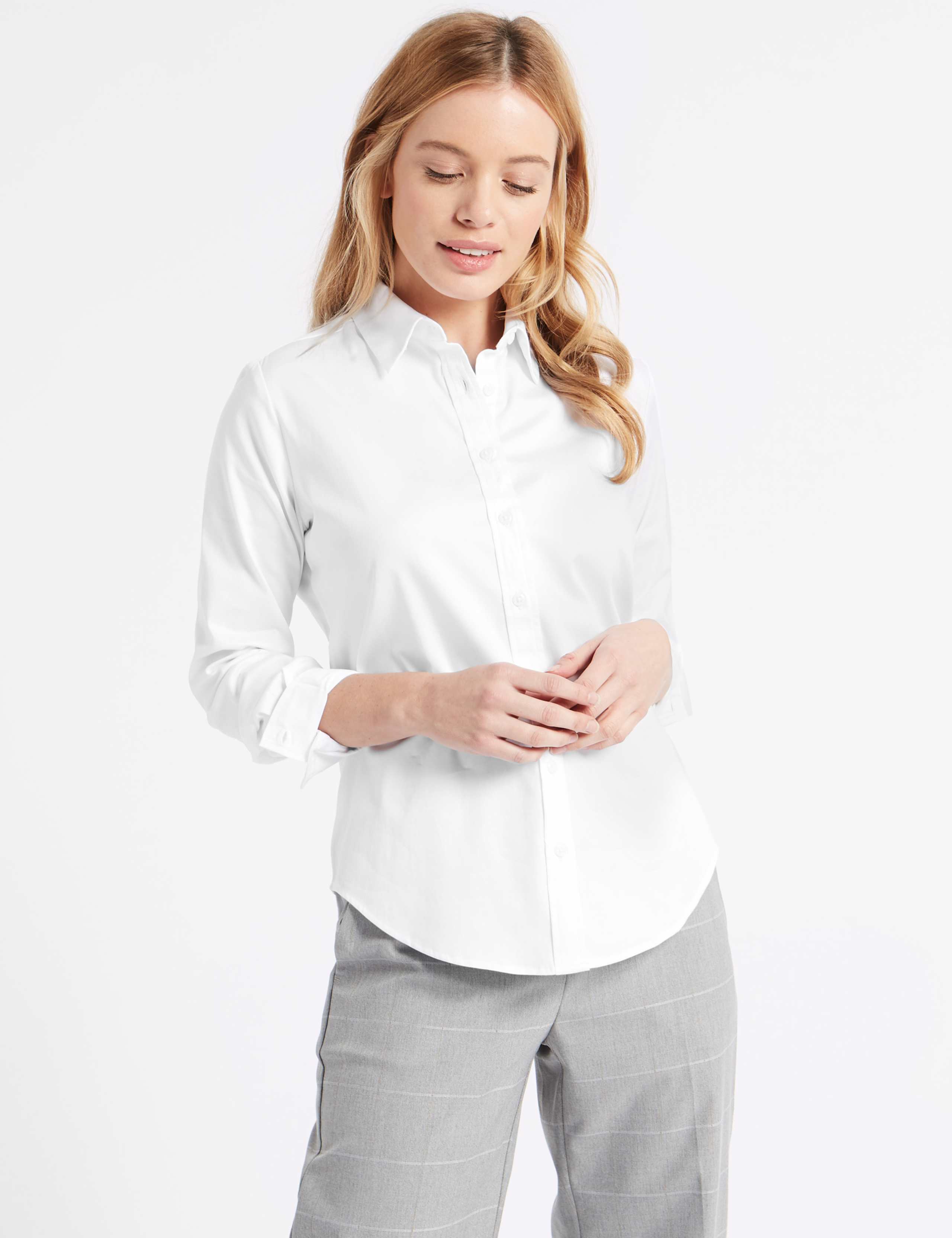 PETITE Cotton Rich Long Sleeve Shirt 1 of 3