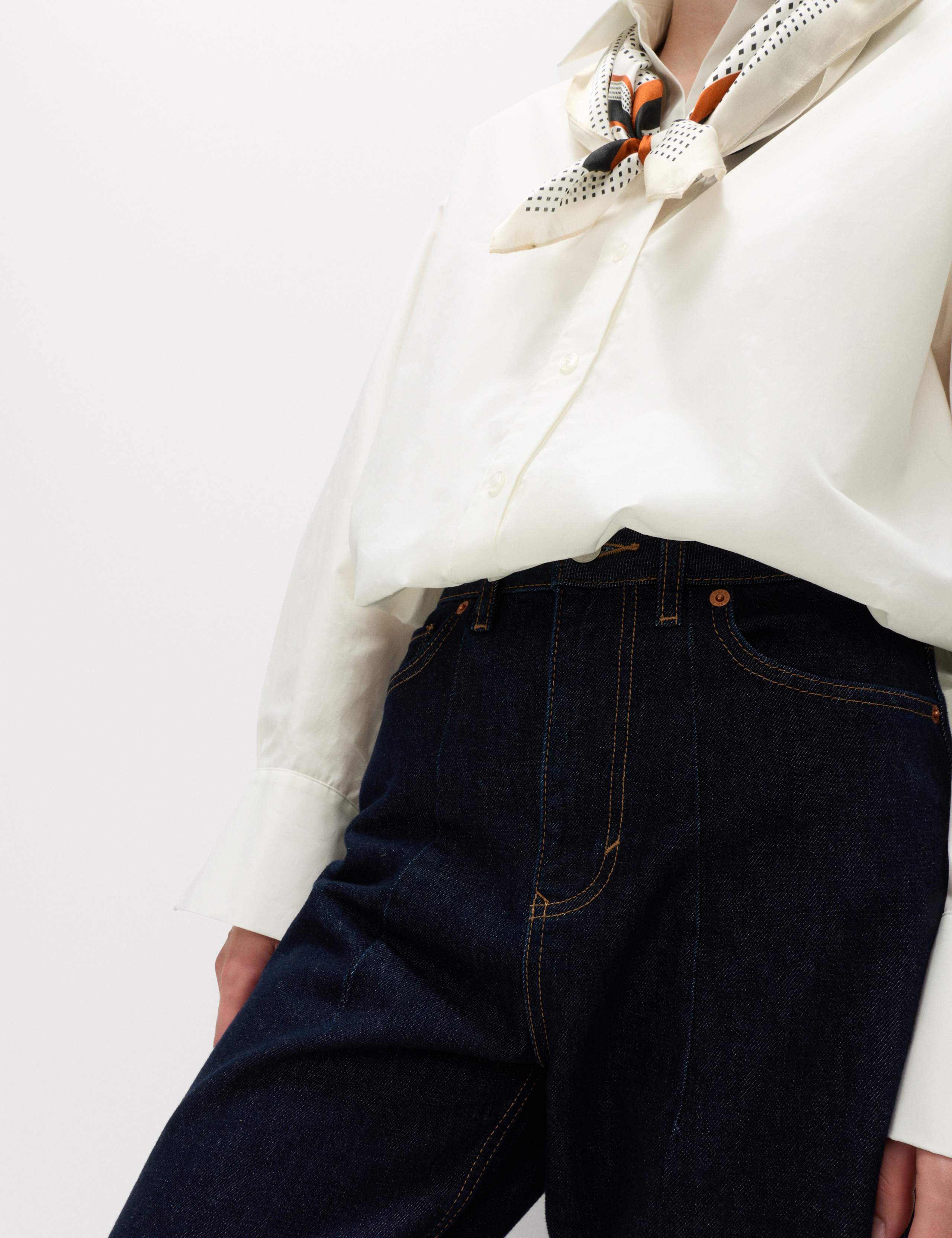 Cotton Cropped Bubble Hem Collared Shirt 4 of 6