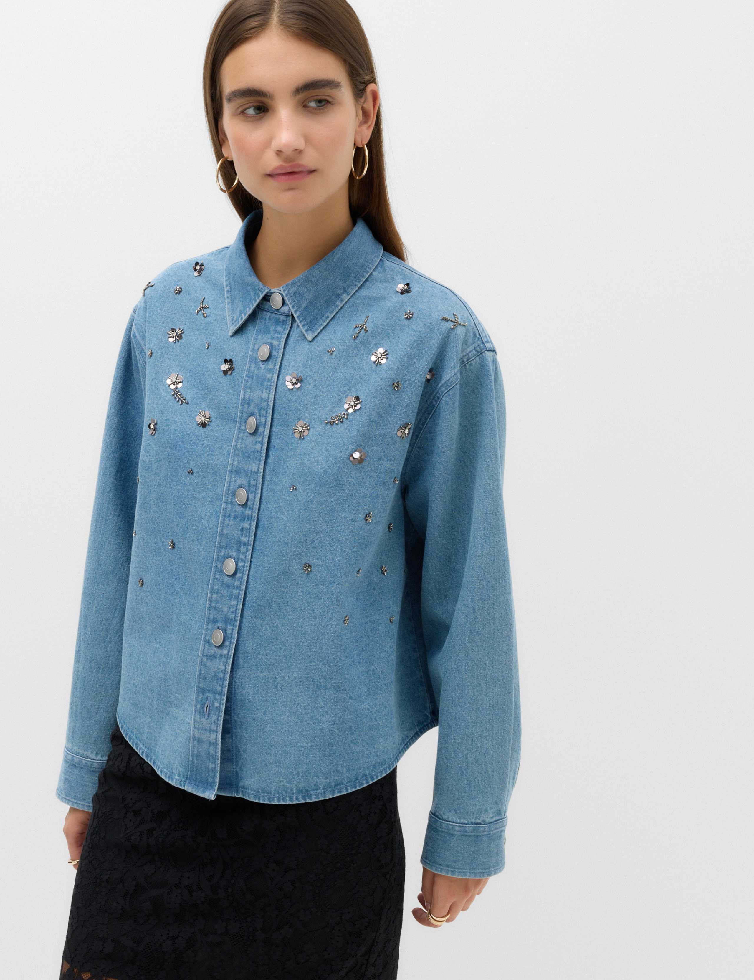 Embellished Denim Collared Shirt 5 of 6