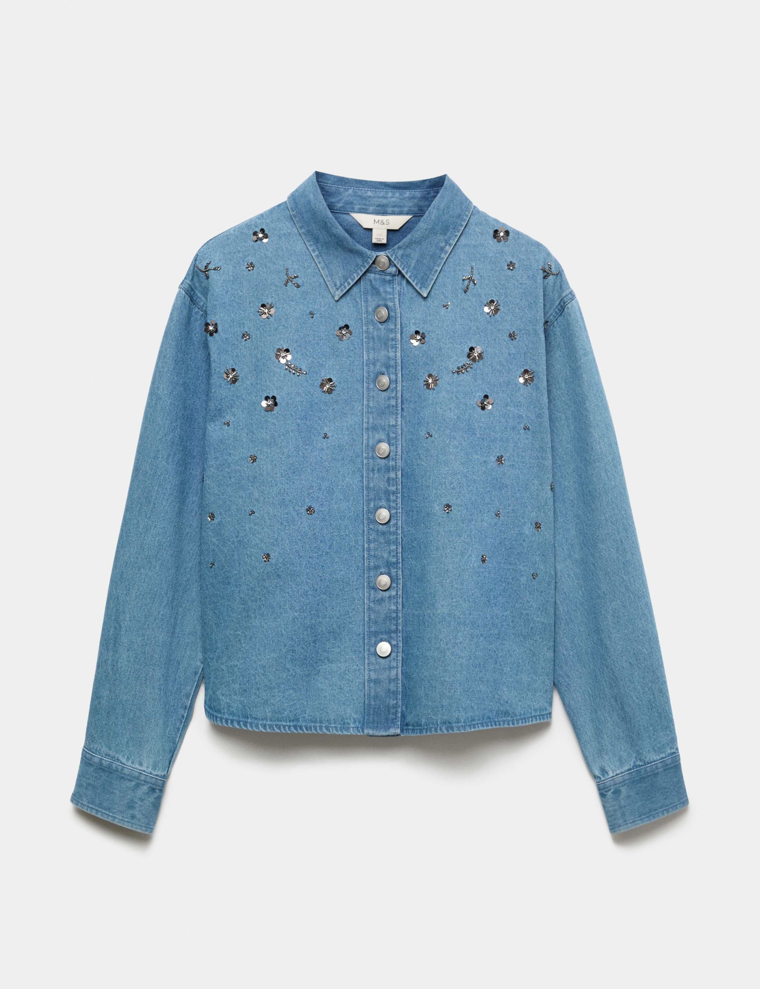 Embellished Denim Collared Shirt 2 of 6