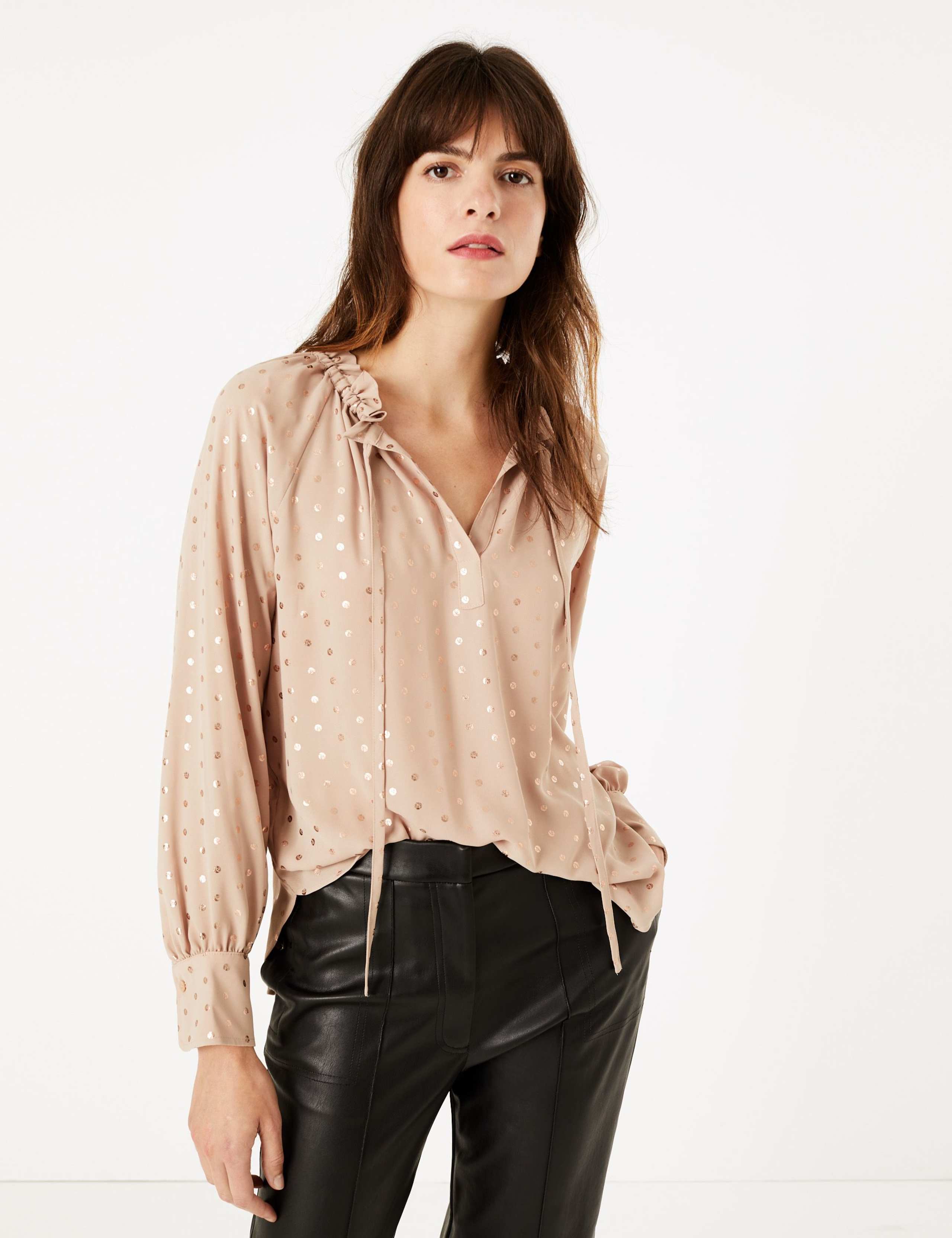 Metallic Polka Dot Blouse 1 of 5