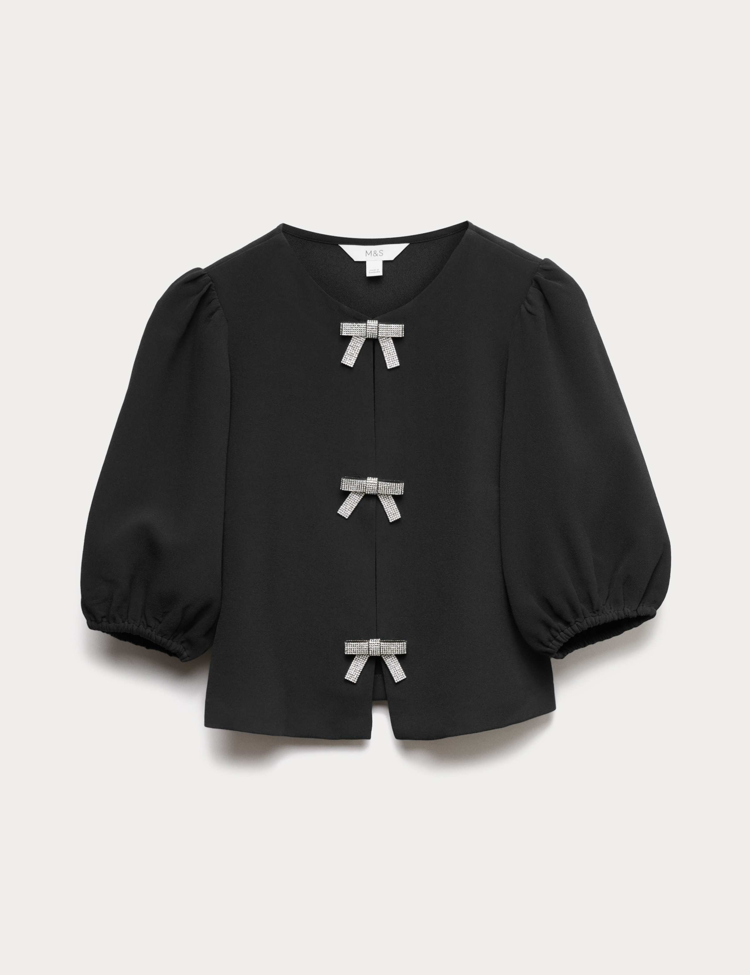Embellished Bow Puff Sleeve Top 2 of 6