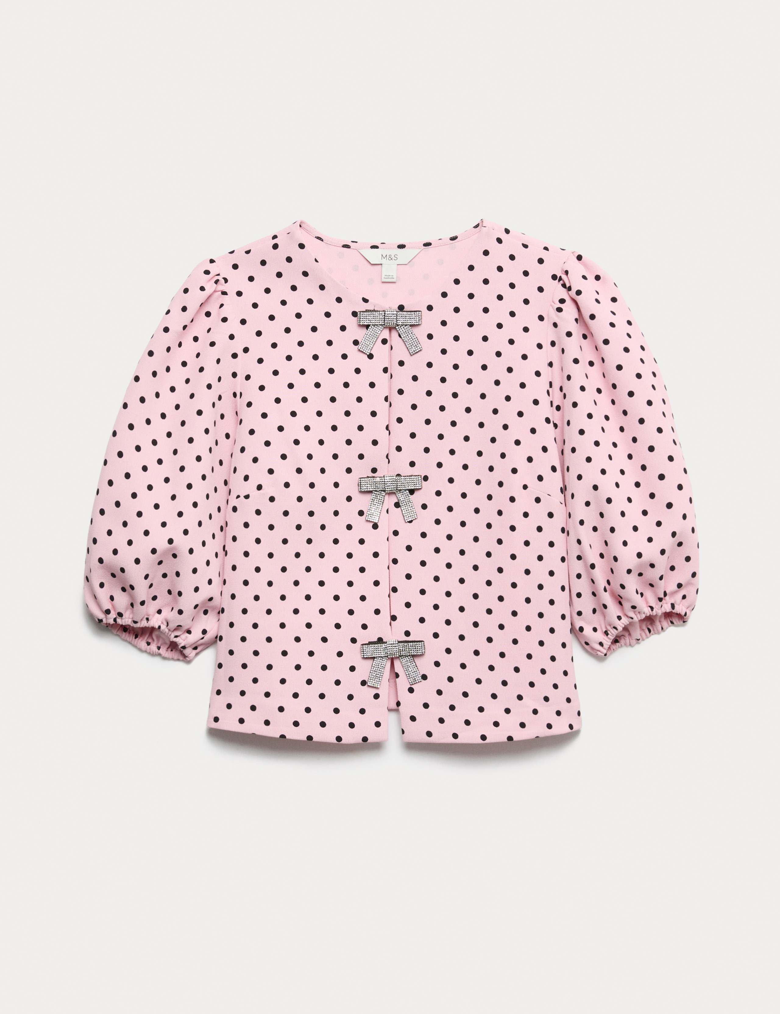 Polka Dot Embellished Bow Top 2 of 5