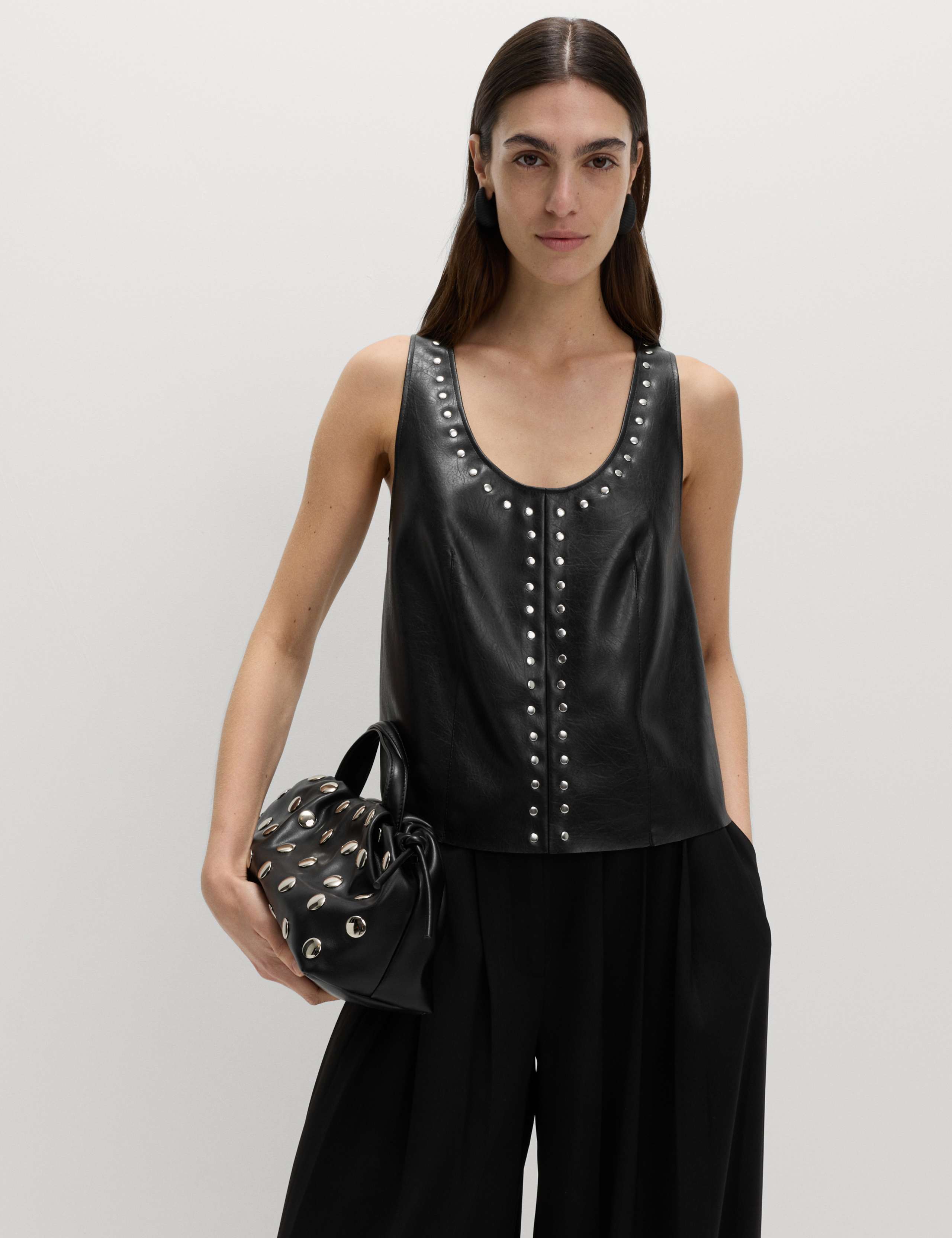 Faux Leather Studded Top 1 of 5