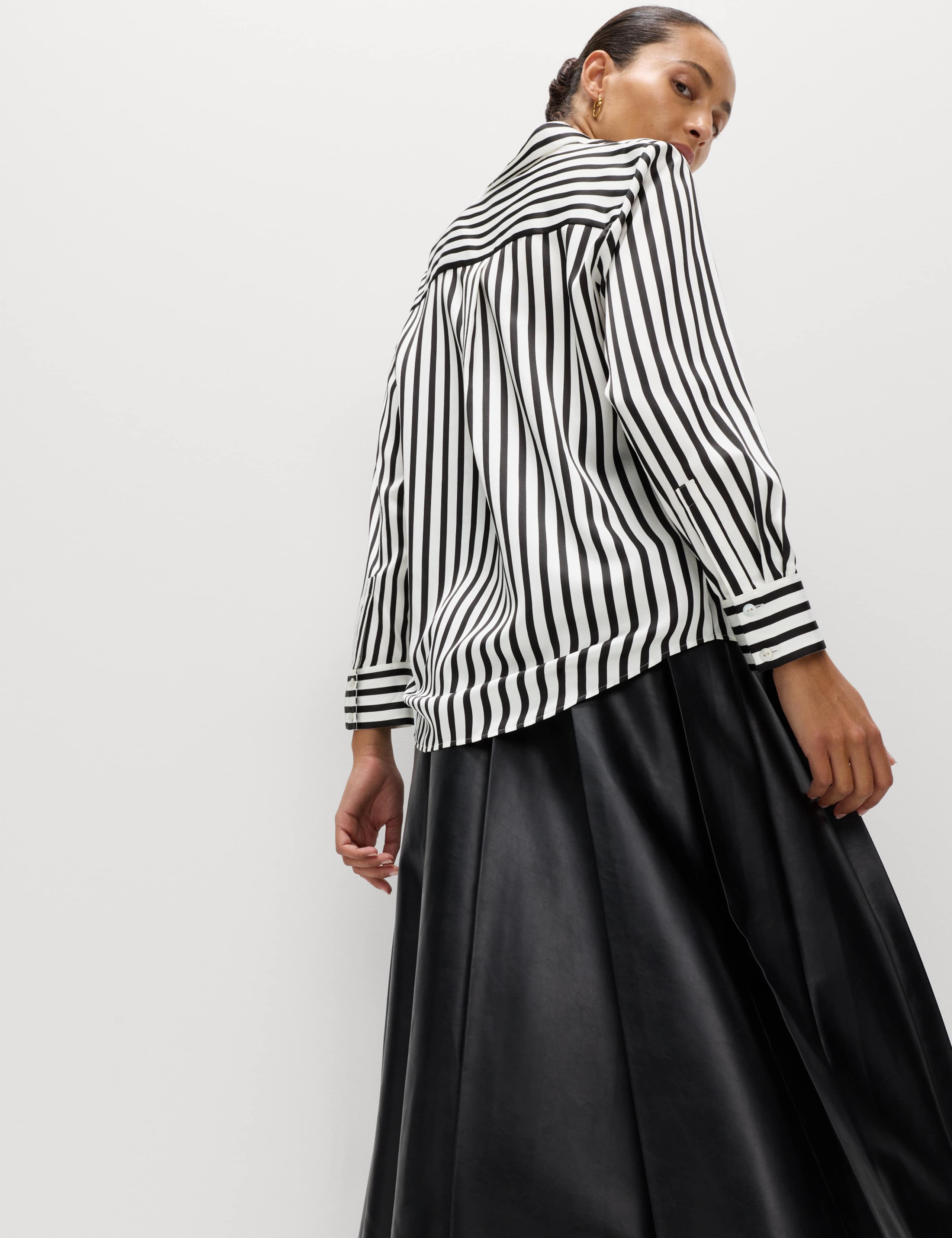 Satin Striped Collared Button Through Shirt 3 of 6
