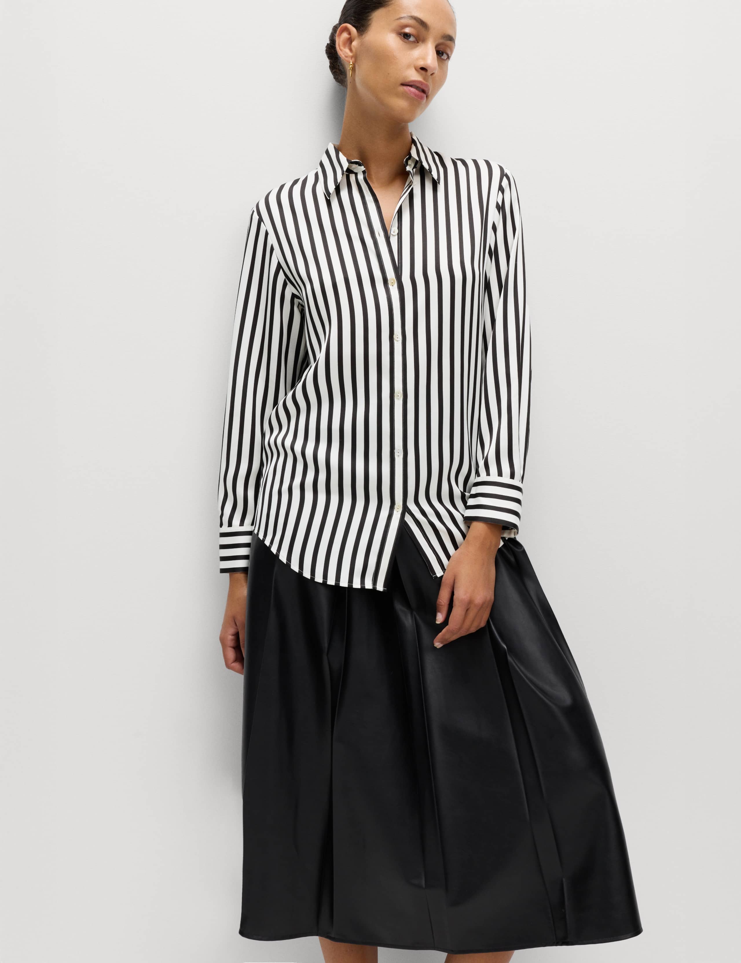 Satin Striped Collared Button Through Shirt 4 of 6