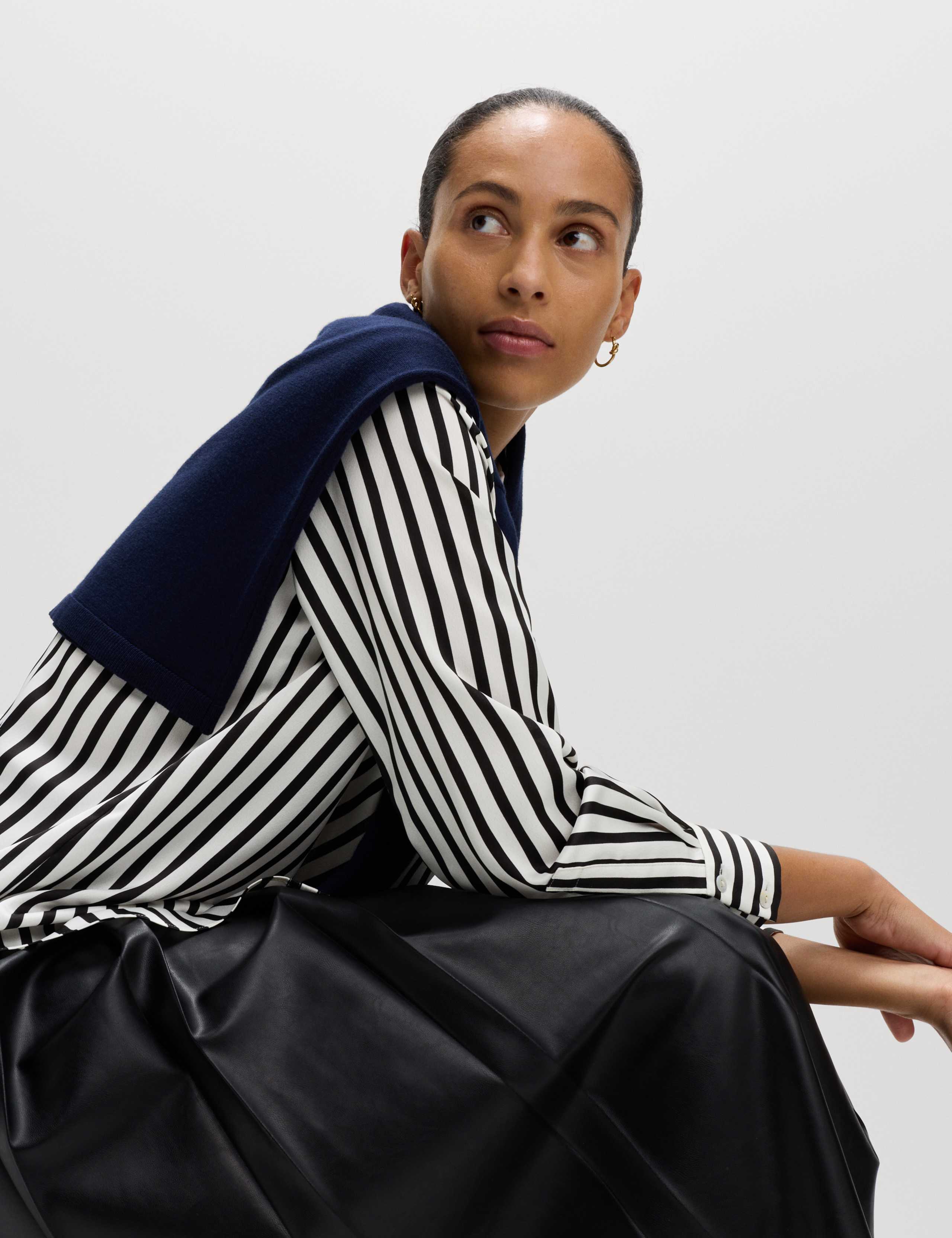 Satin Striped Collared Button Through Shirt 5 of 6