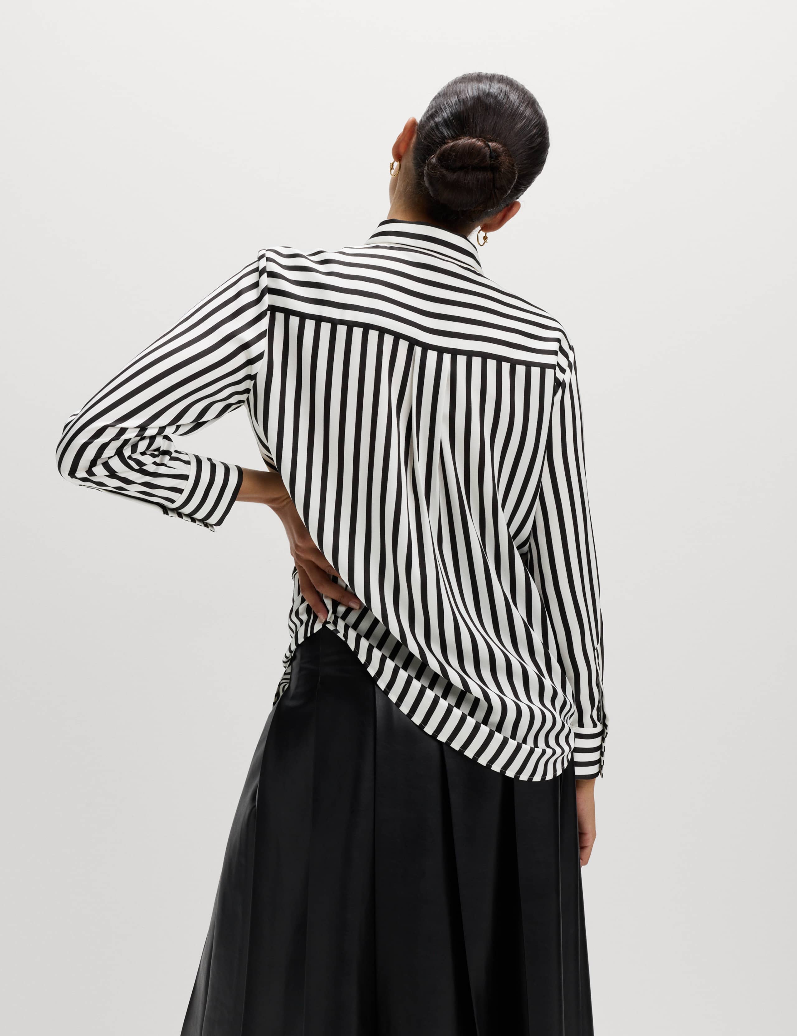 Satin Striped Collared Button Through Shirt 6 of 6