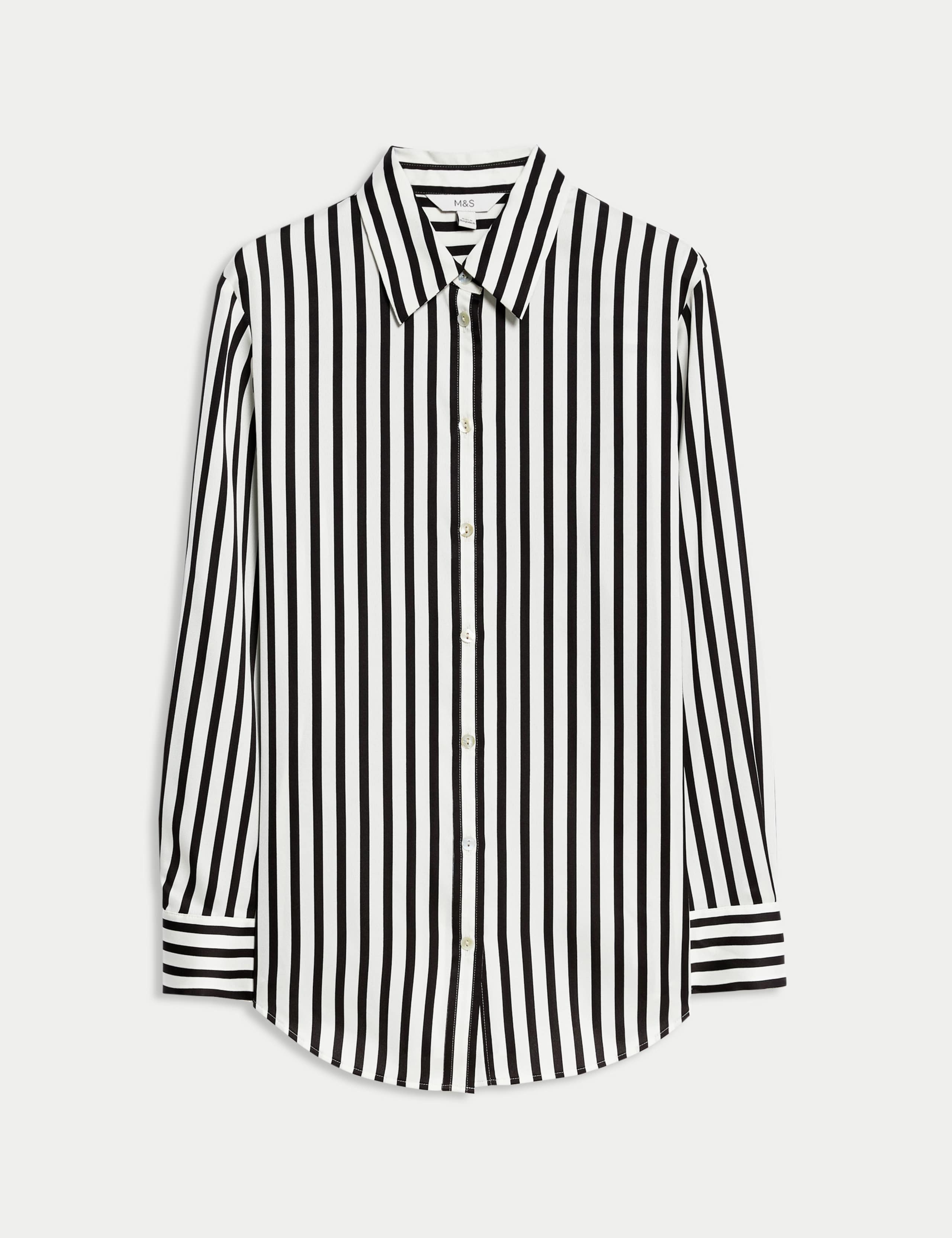 Satin Striped Collared Button Through Shirt 2 of 6
