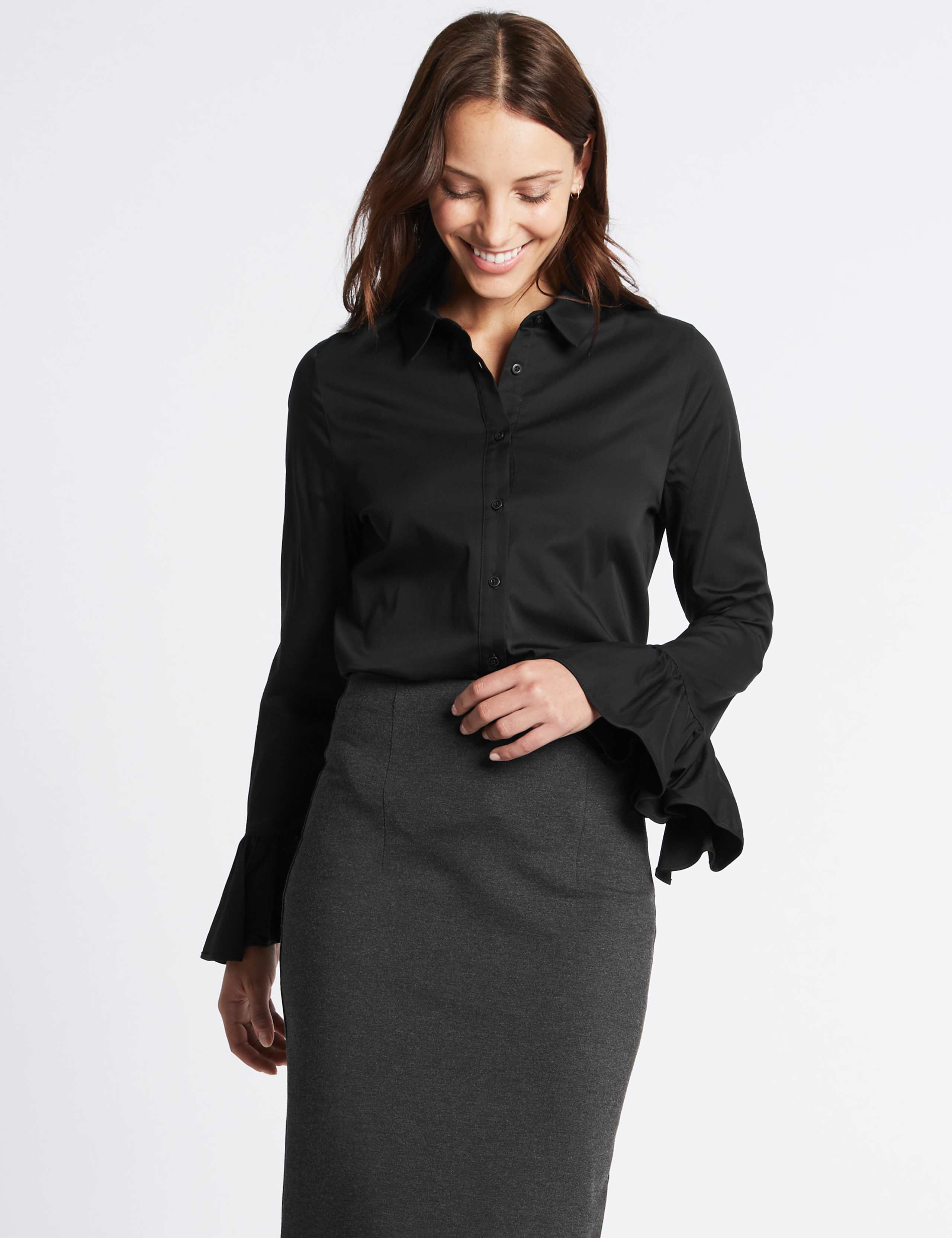 Cotton Rich Frill Cuff Shirt 1 of 5