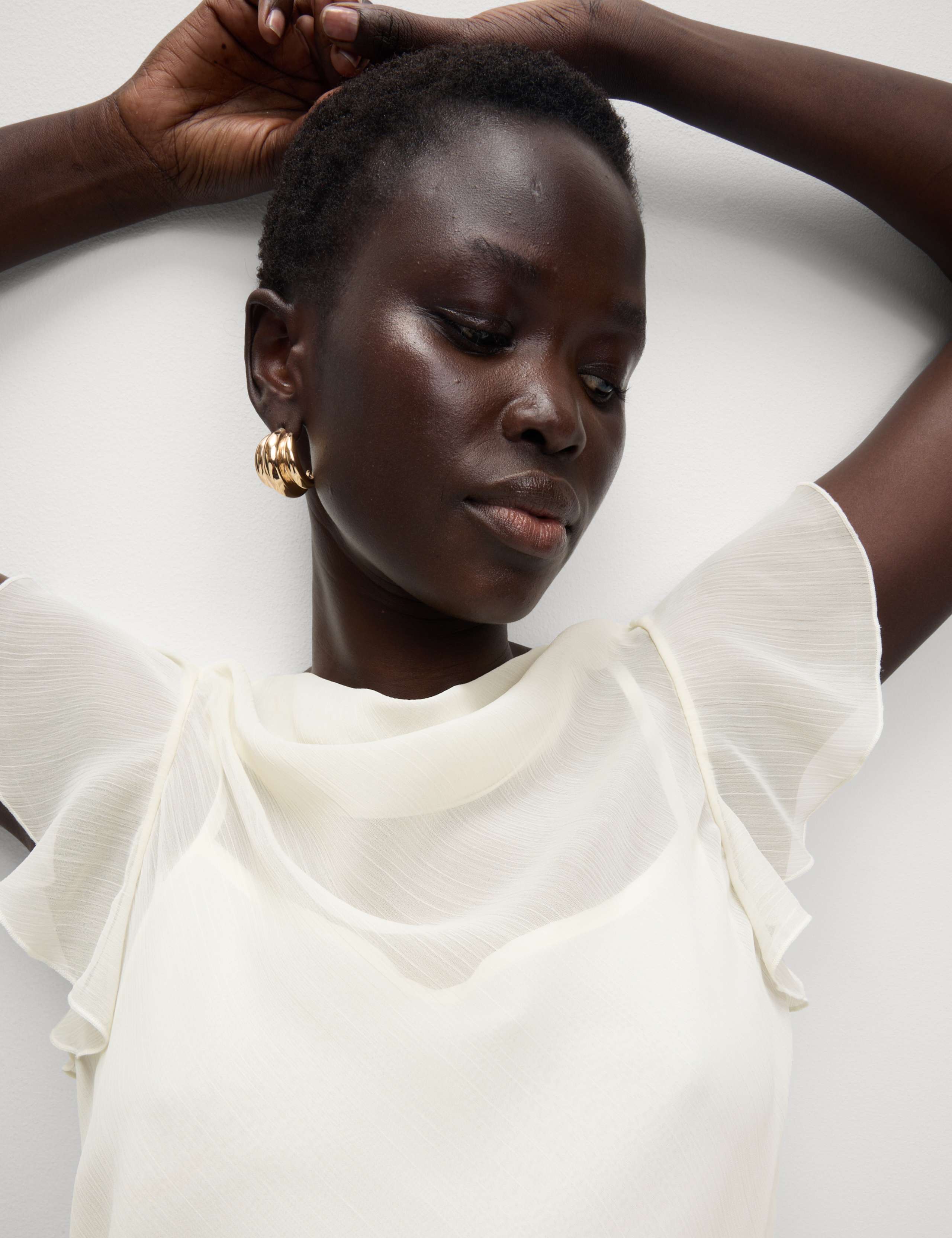 Cowl Neck Ruffle Sleeve Top 1 of 5