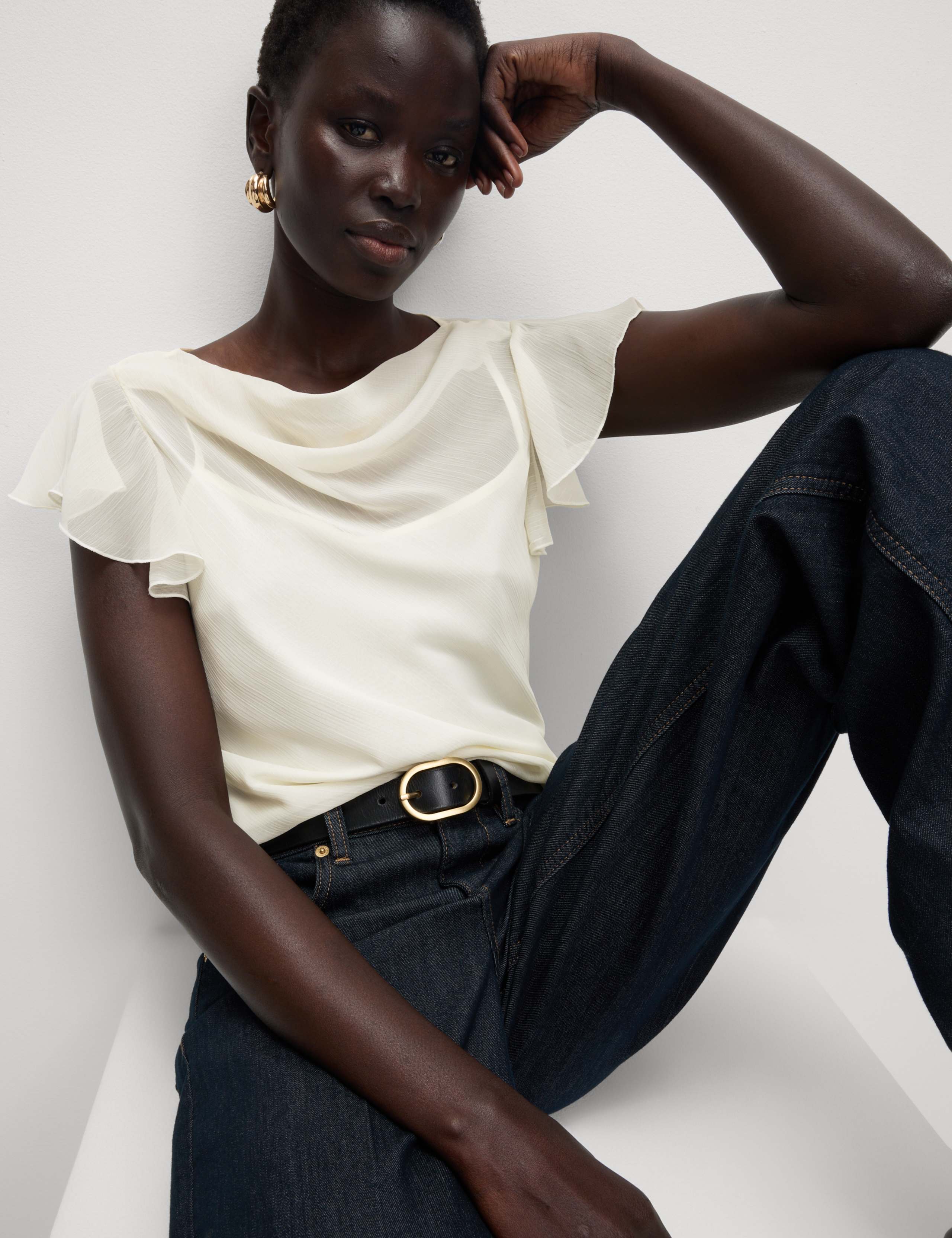 Cowl Neck Ruffle Sleeve Top 4 of 5