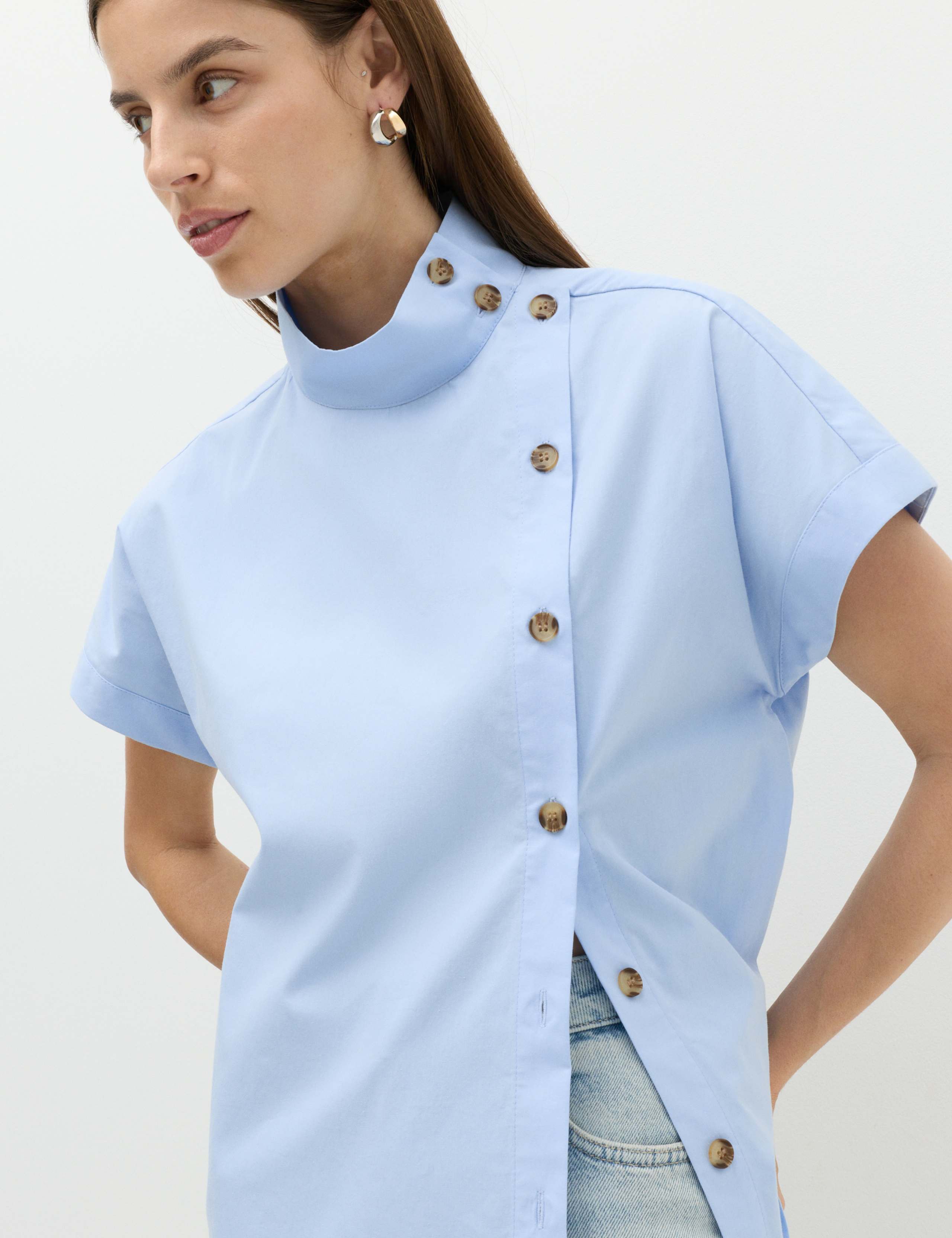 Funnel Neck Button Through Shirt 6 of 6