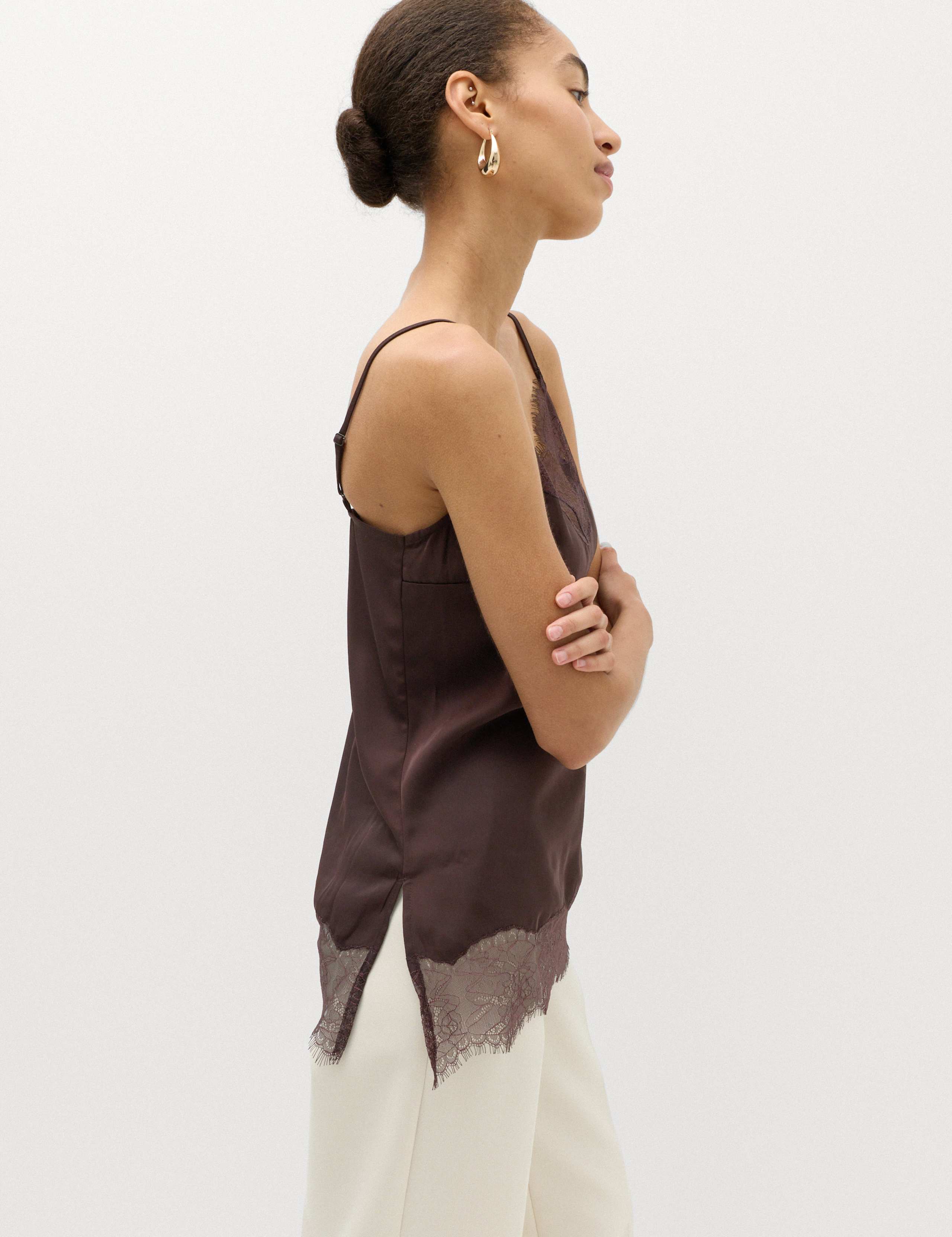 Satin Lace Insert Cami Top 3 of 6