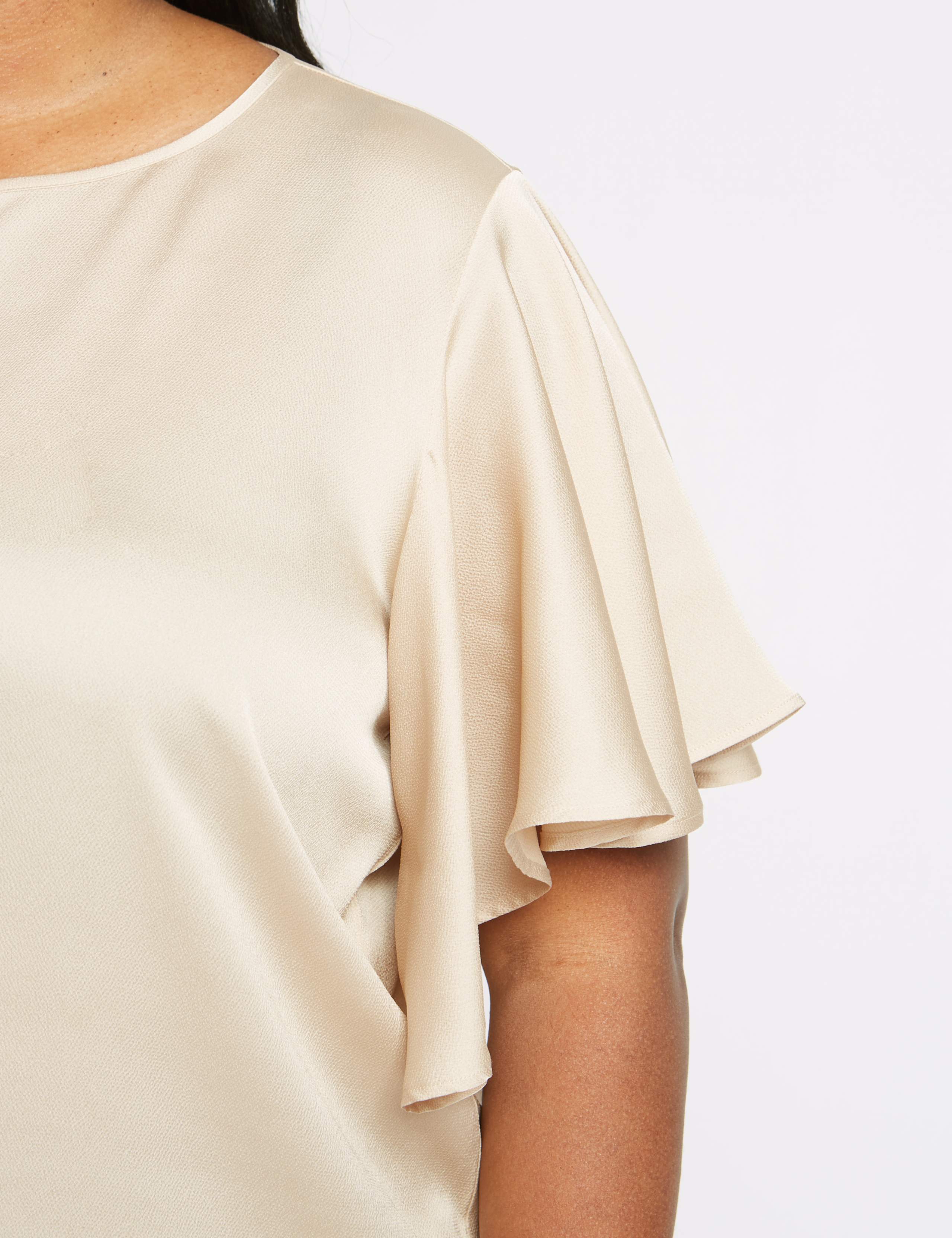 CURVE Round Neck Ruffle Sleeve Satin Blouse 5 of 5