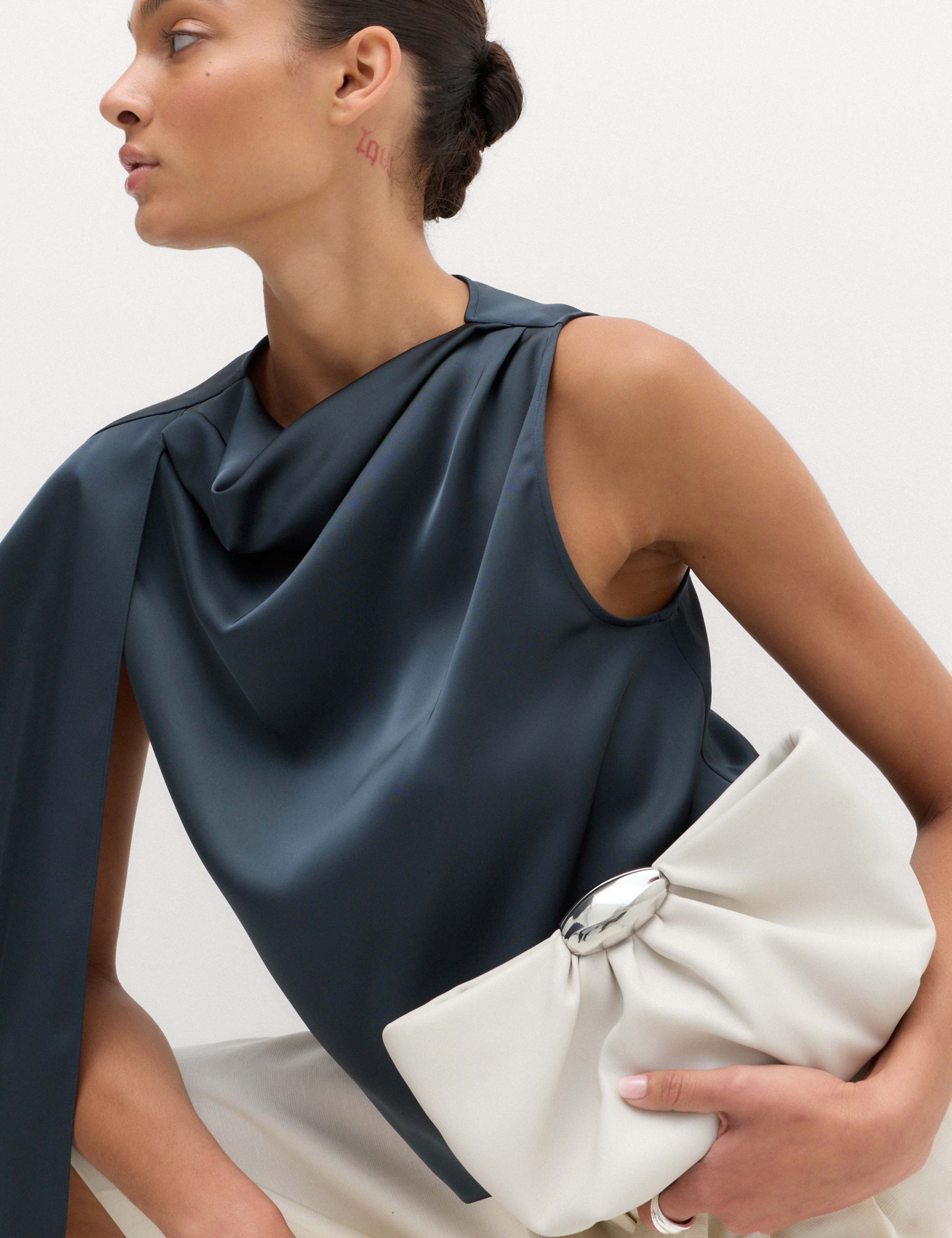 Satin Draped Detail Top 6 of 7
