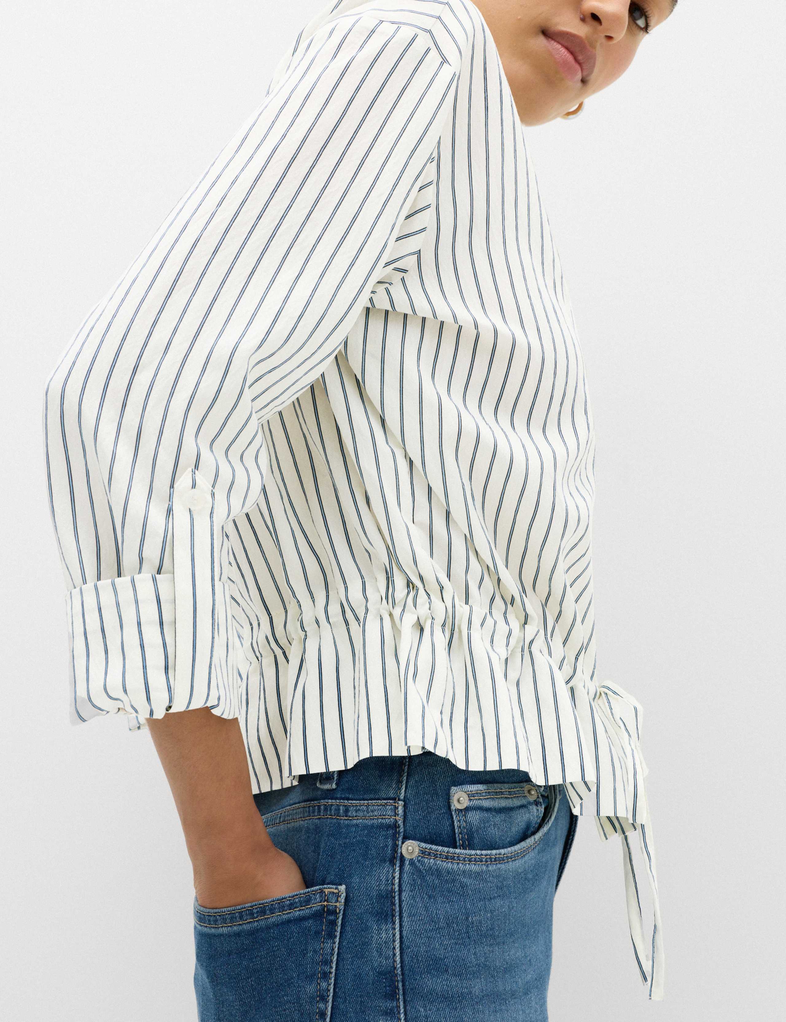 Striped Drawstring Waist Shirt 3 of 7