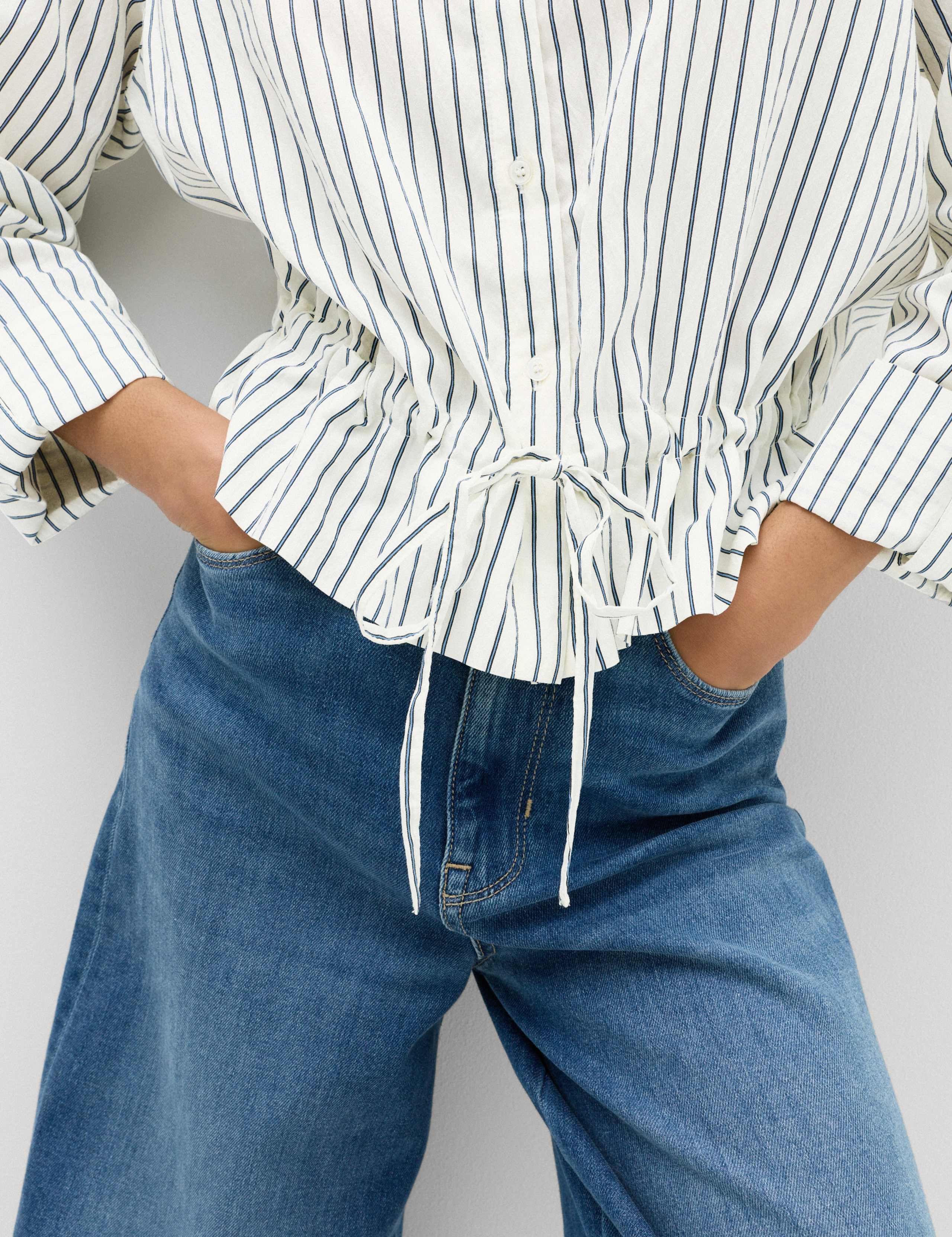 Striped Drawstring Waist Shirt 5 of 7