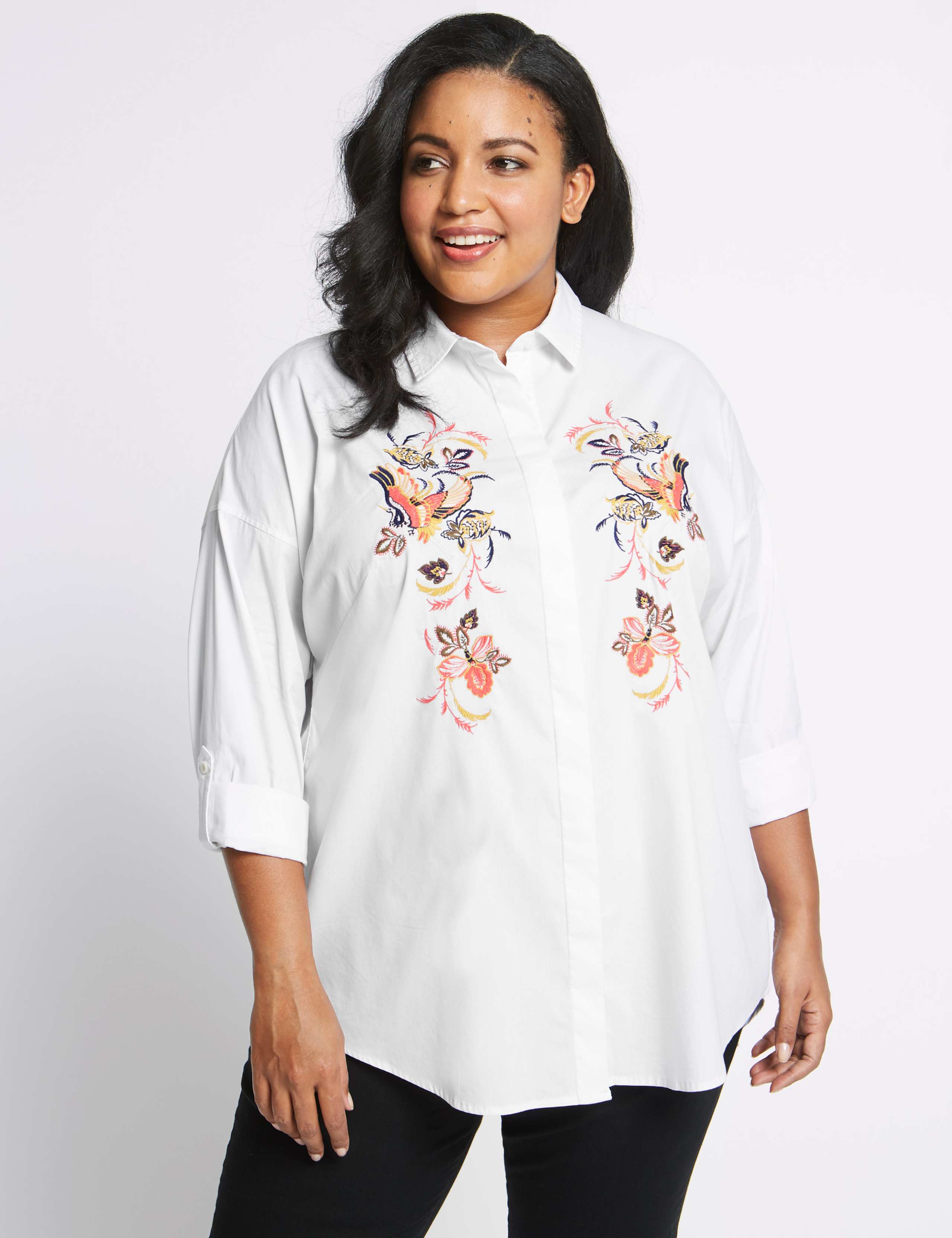 CURVE Cotton Rich Embroidered Shirt 1 of 5