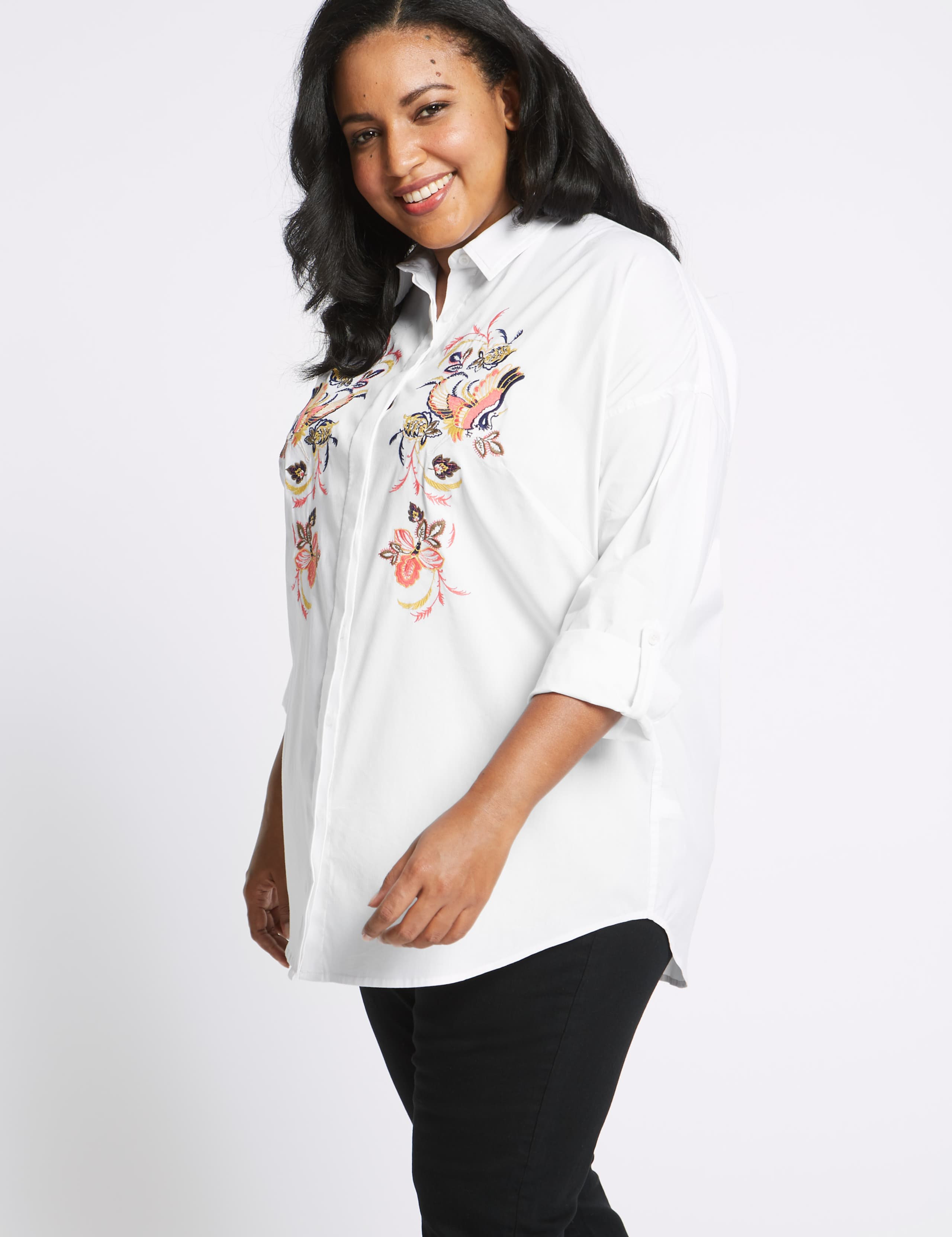 CURVE Cotton Rich Embroidered Shirt 3 of 5