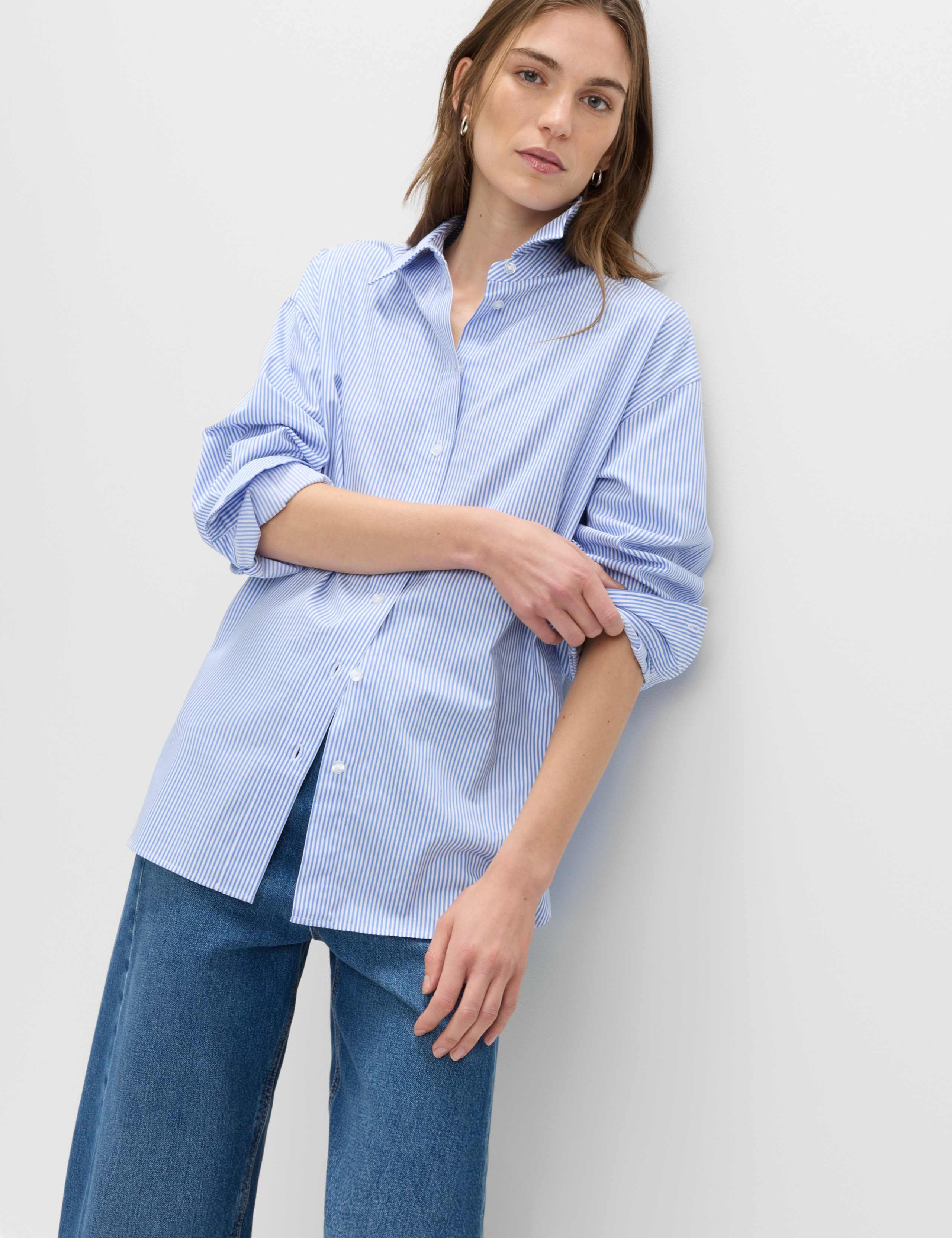 Pure Cotton Striped Oversized Shirt 1 of 6