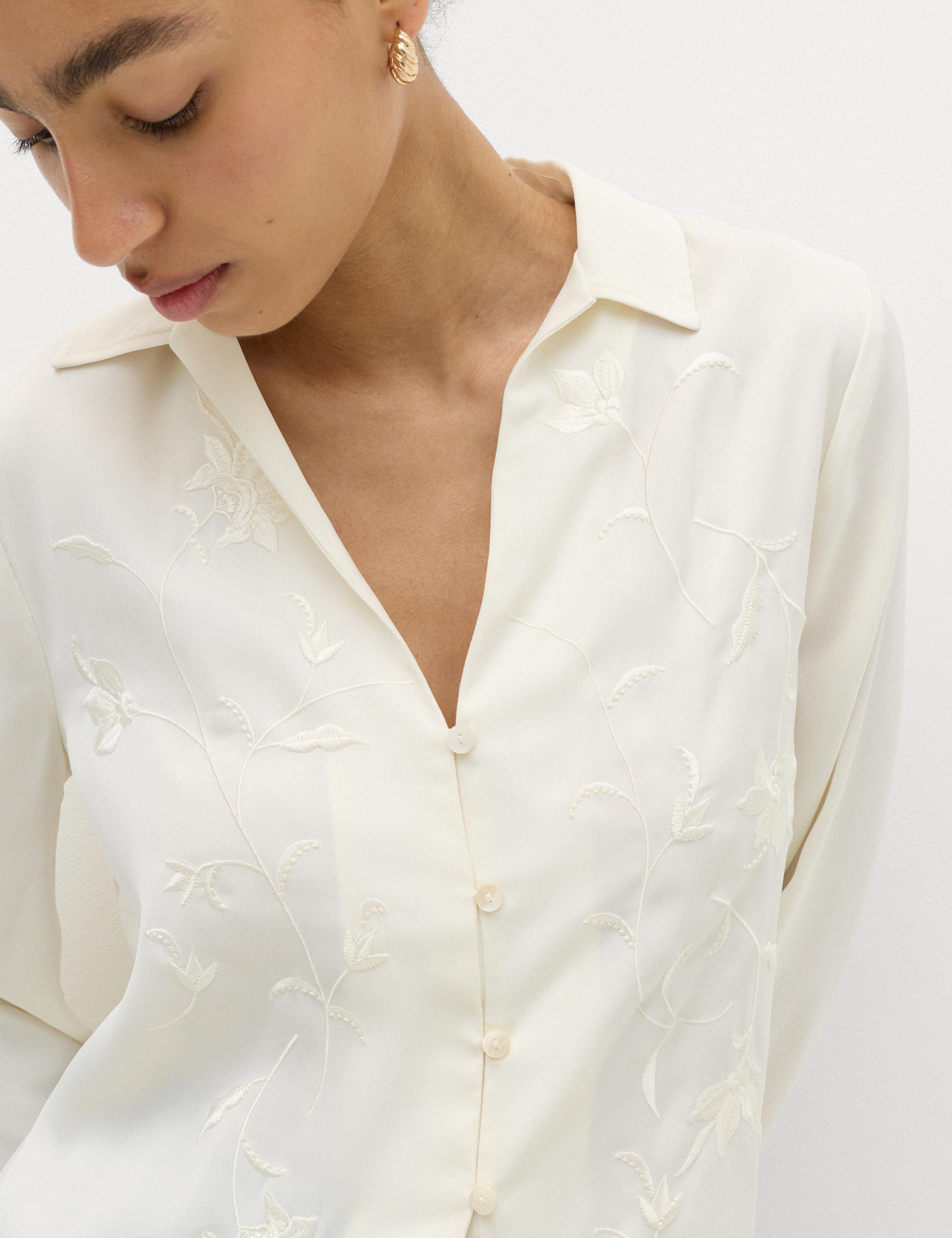 Embroidered Collared Fringe Detail Shirt 4 of 7