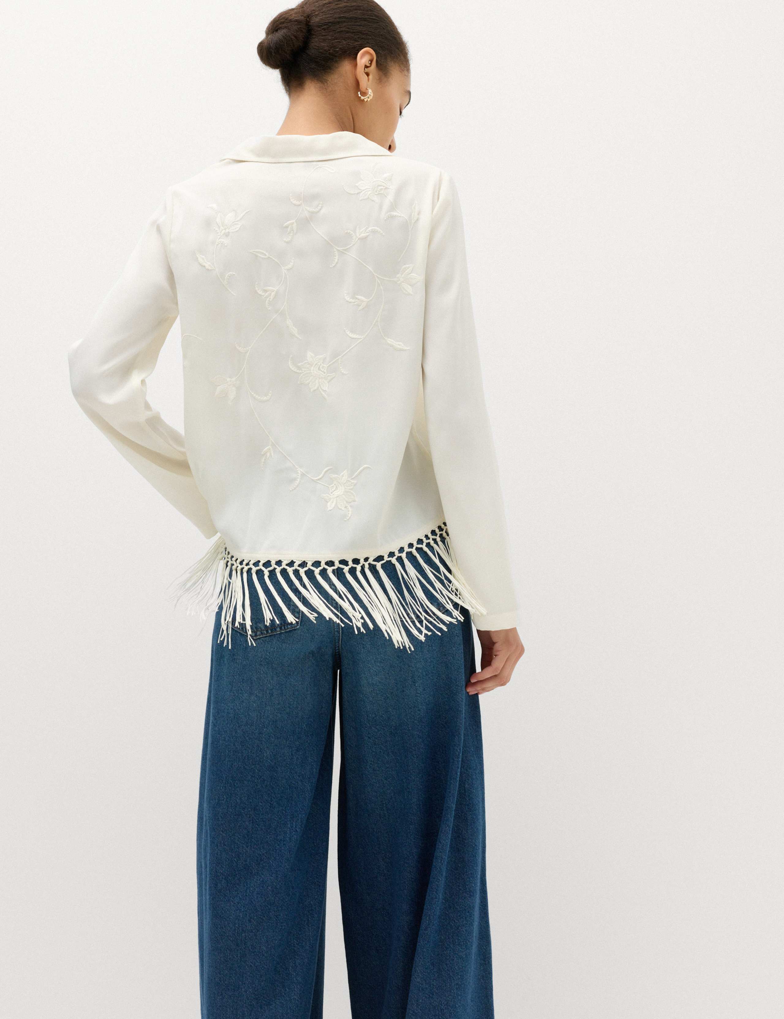 Embroidered Collared Fringe Detail Shirt 5 of 7