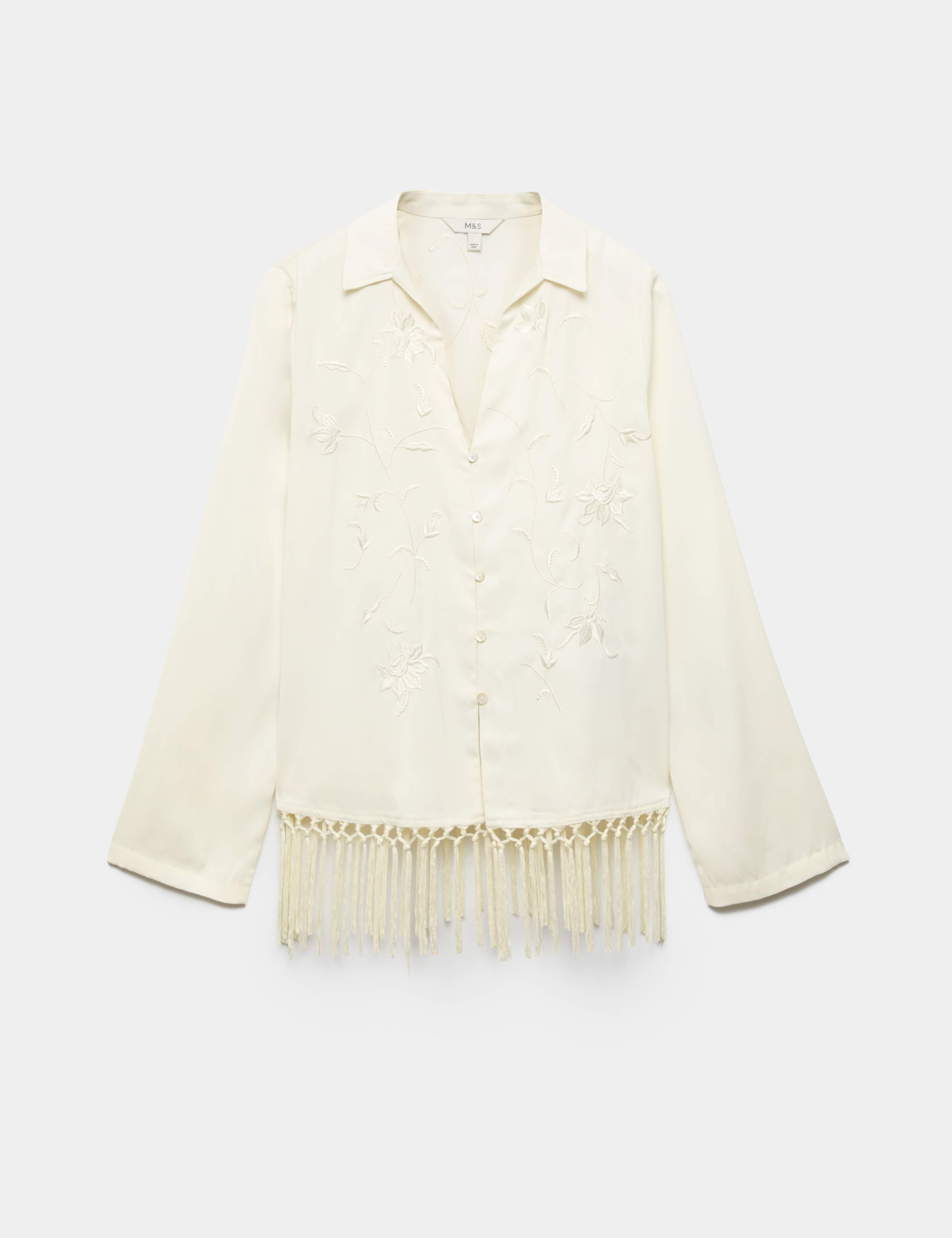 Embroidered Collared Fringe Detail Shirt 2 of 7