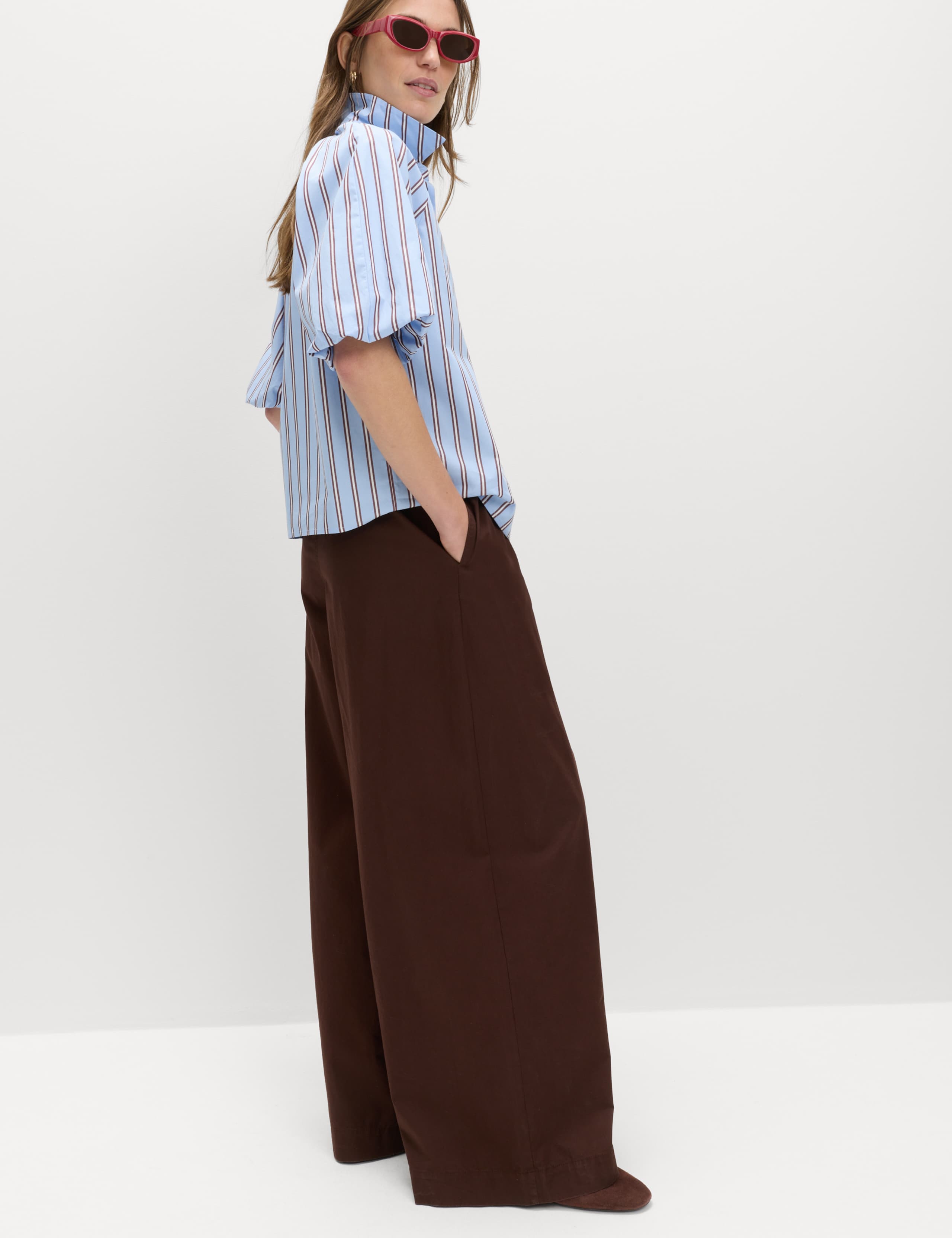 Pure Cotton Striped Puff Sleeve Shirt 5 of 6