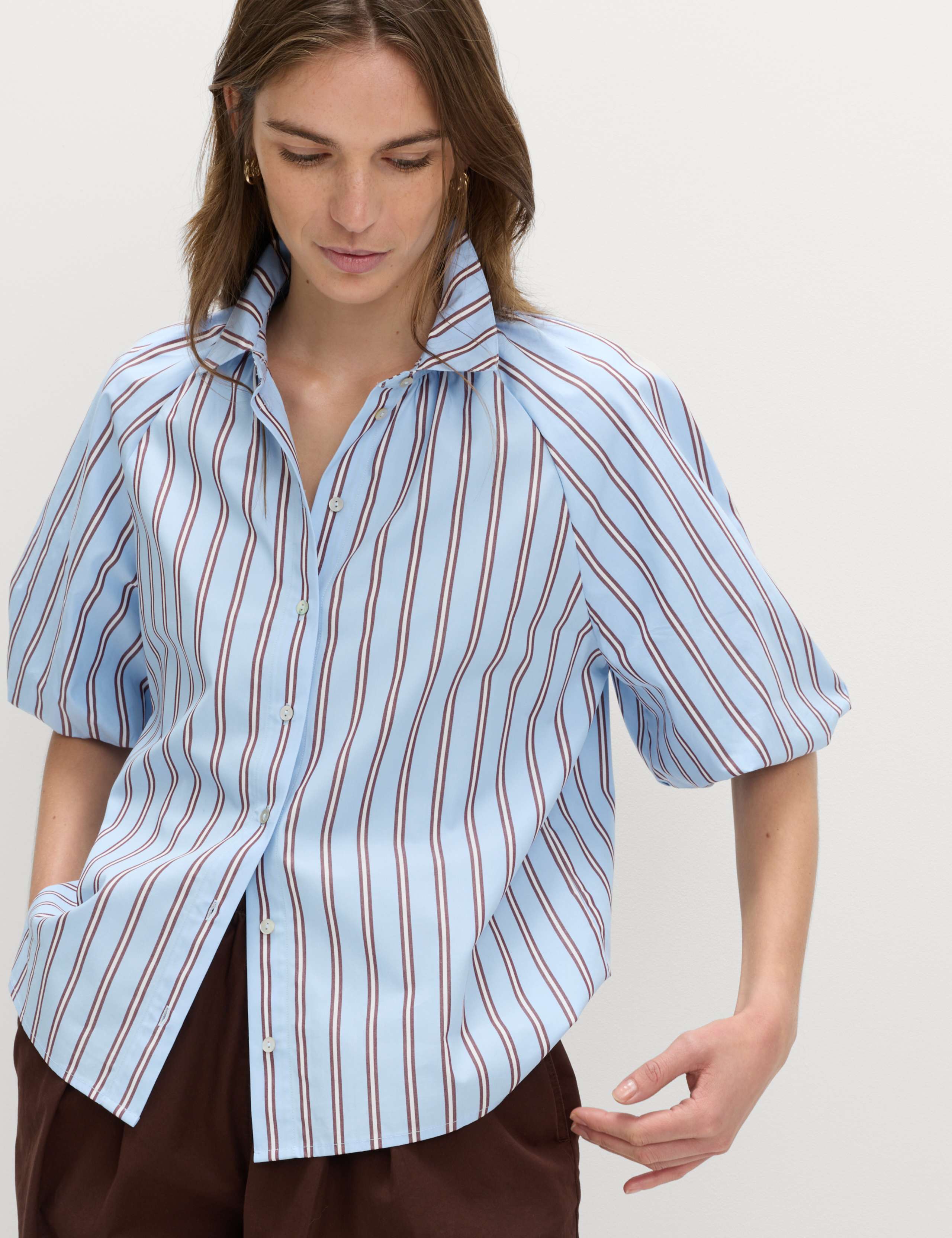 Pure Cotton Striped Puff Sleeve Shirt 6 of 6