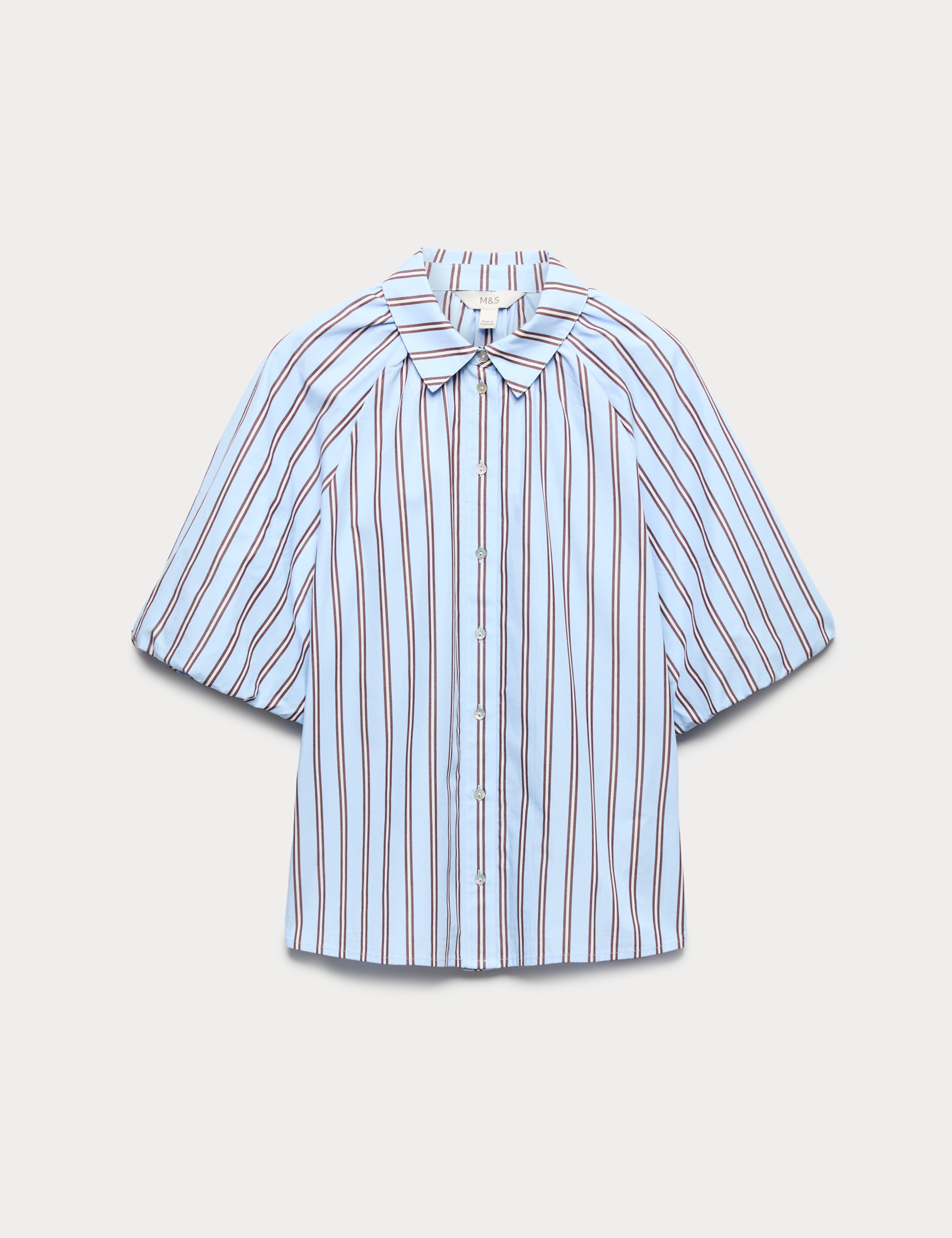 Pure Cotton Striped Puff Sleeve Shirt 2 of 6