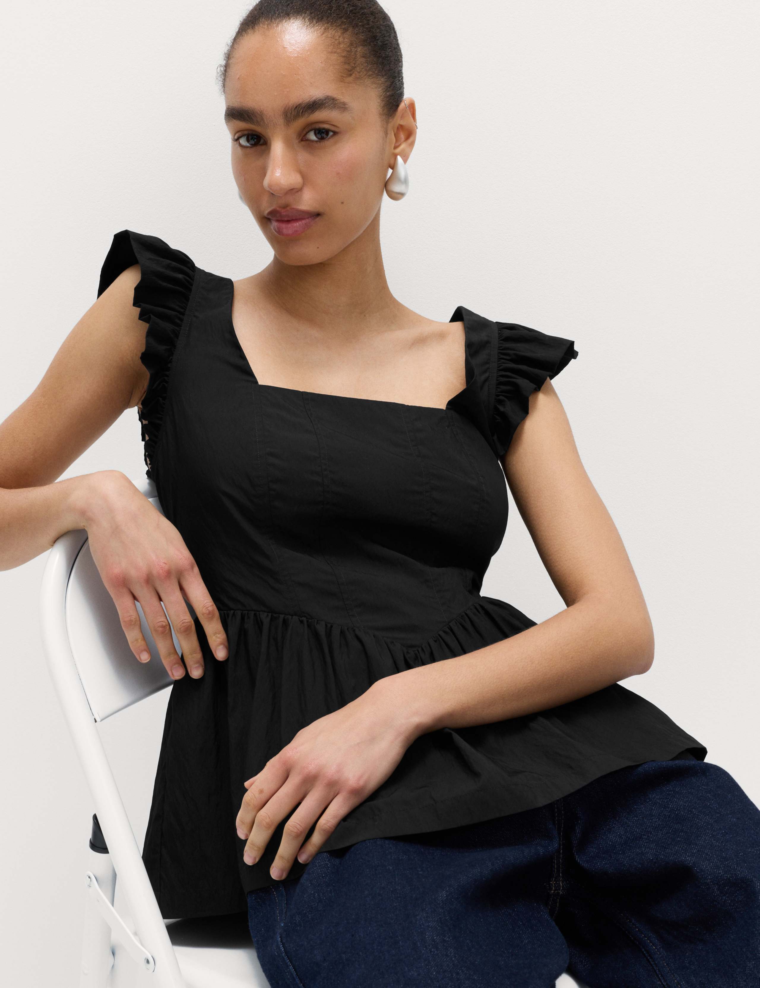 Technical Square Neck Peplum Top 6 of 6