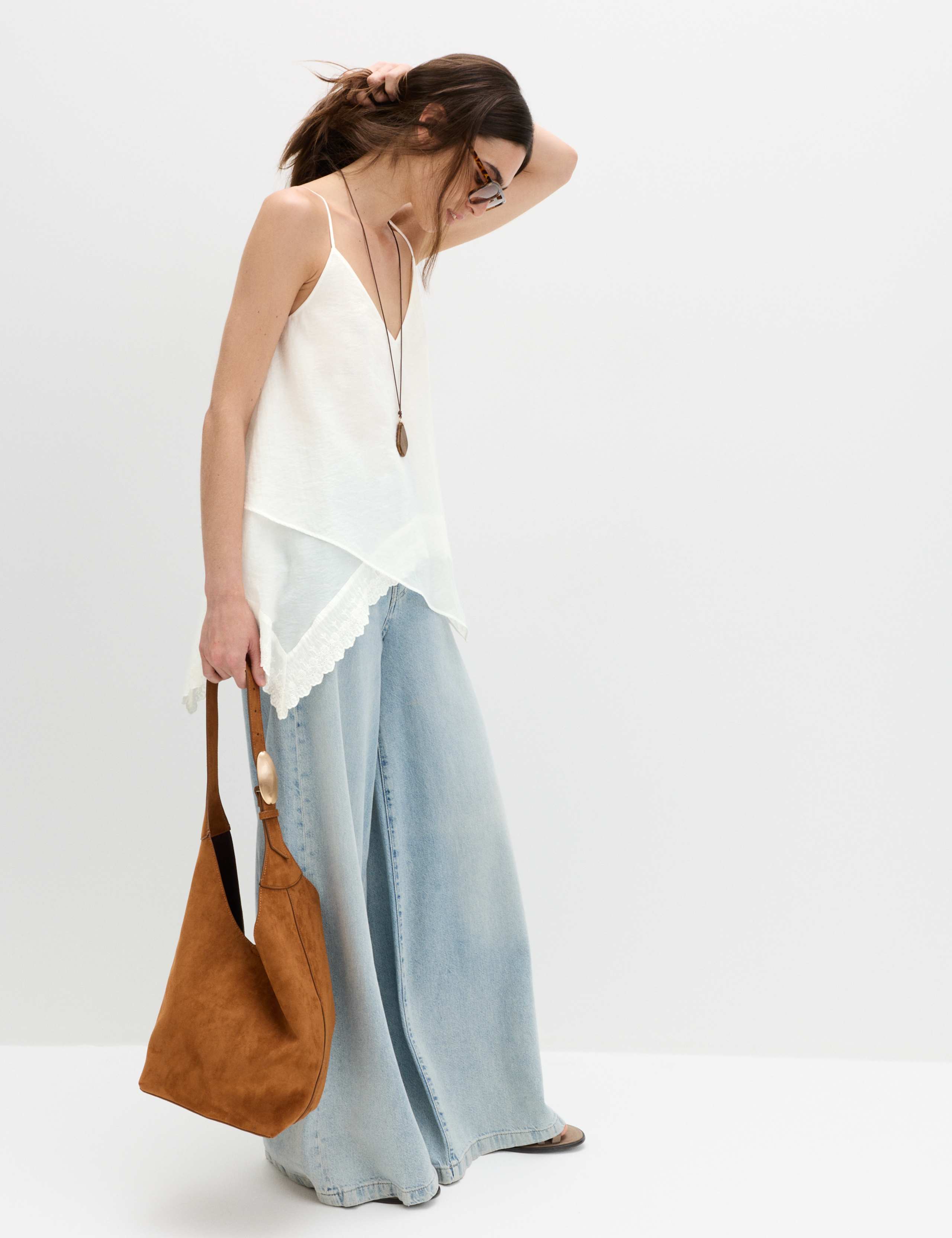 Asymmetric Embroidered V-Neck Cami Top 3 of 6