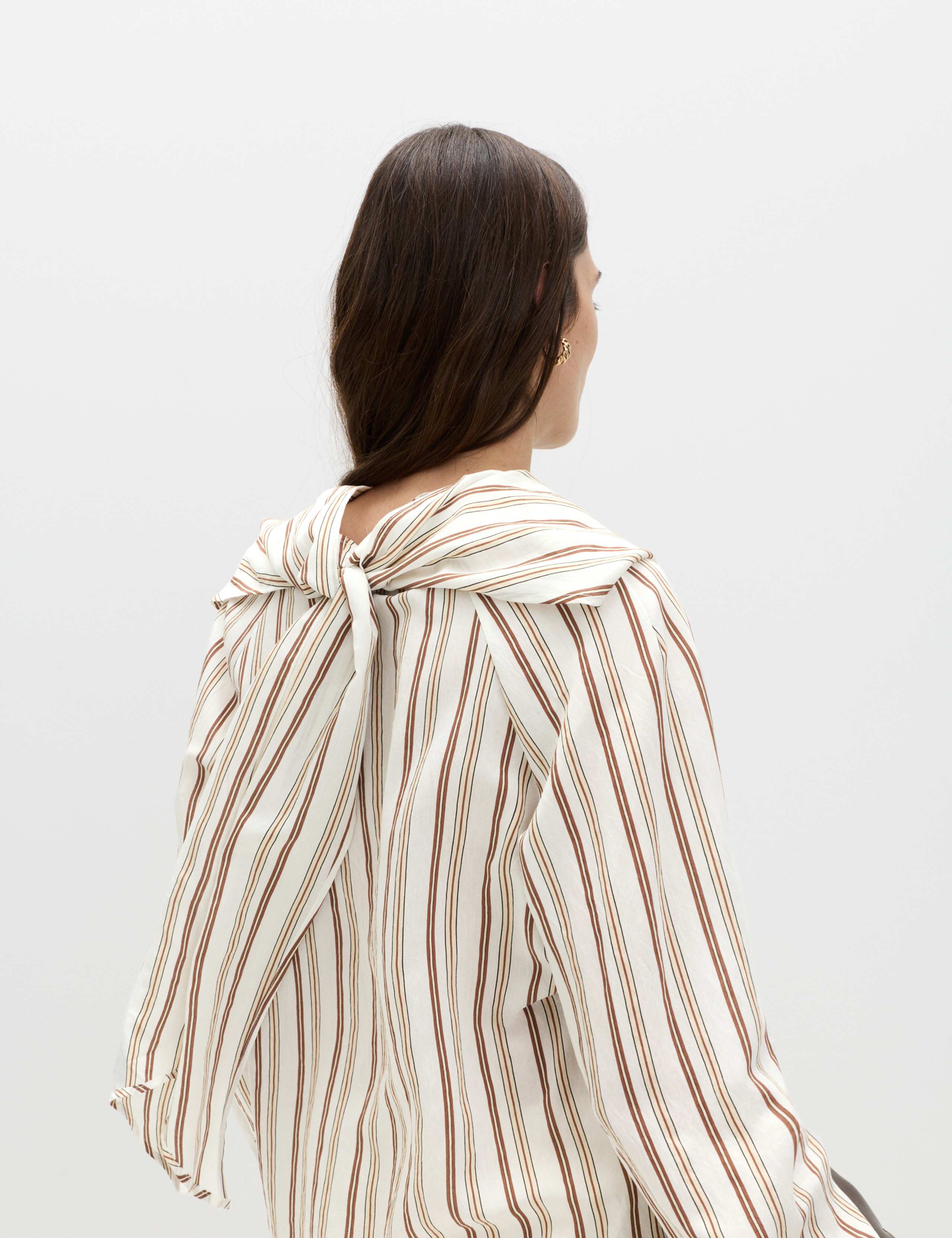Striped Scarf Neck Detail Shirt 3 of 6